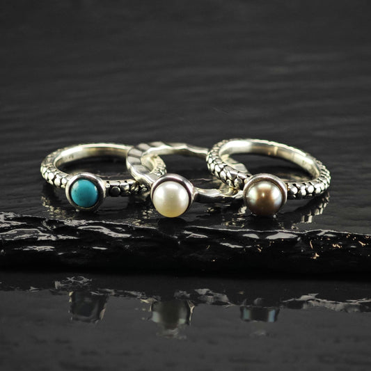 Choice of Michael Dawkins Pearl, Turquoise Sterling Silver Ring Sz 6 R6825