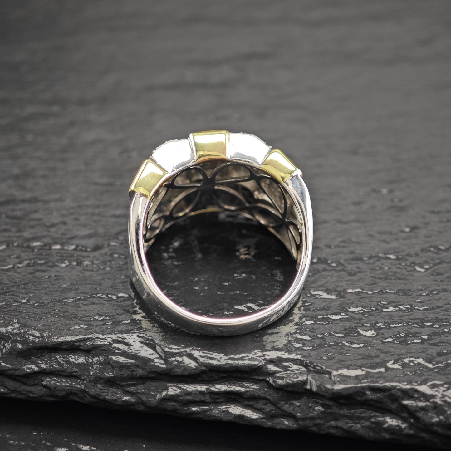 Sterling Silver Gold Gilded Diamond Ring JWBR