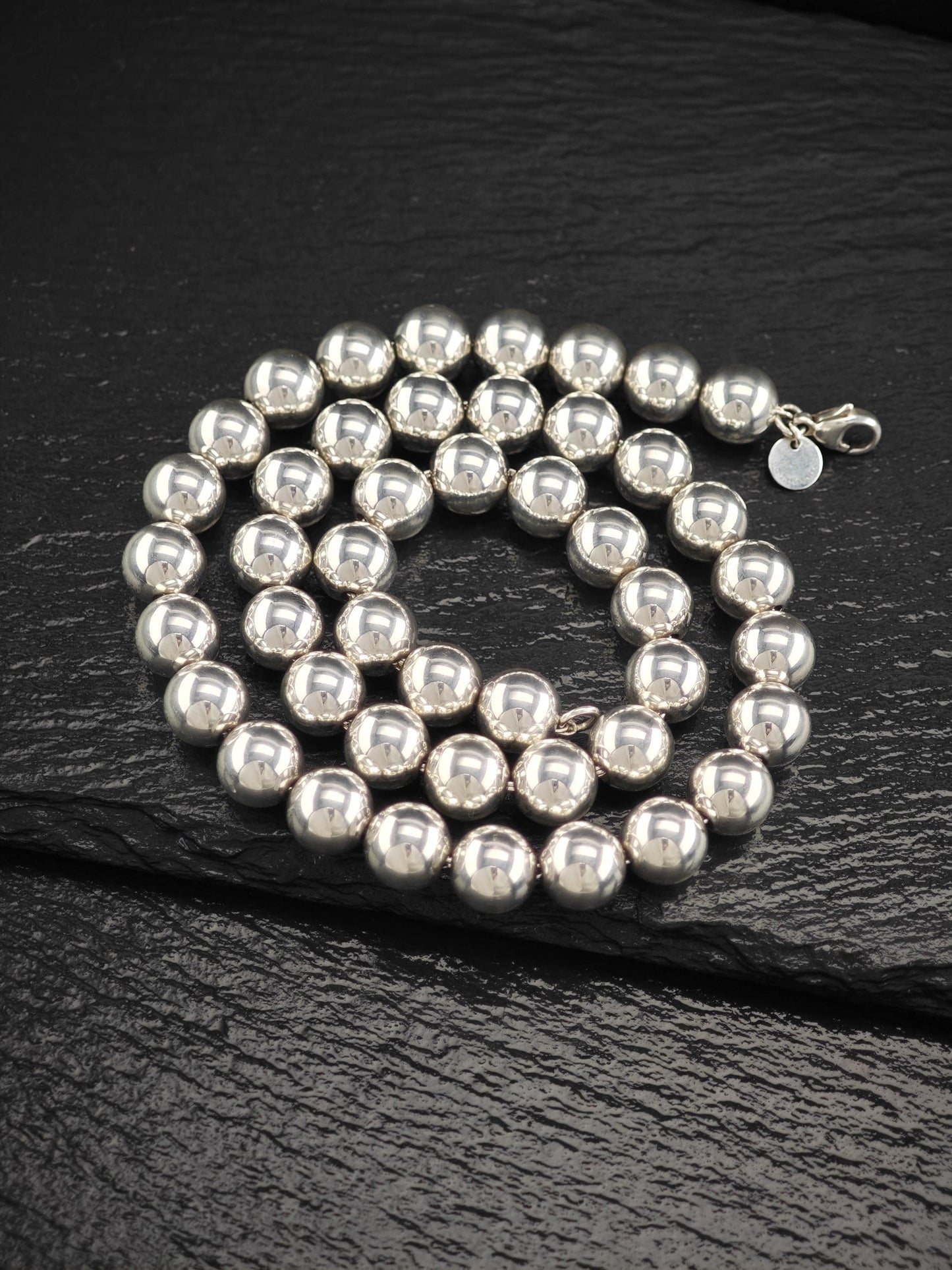 Vintage Tiffany 10mm Bead, Hardwear Beaded Necklace Sterling Silver N2506