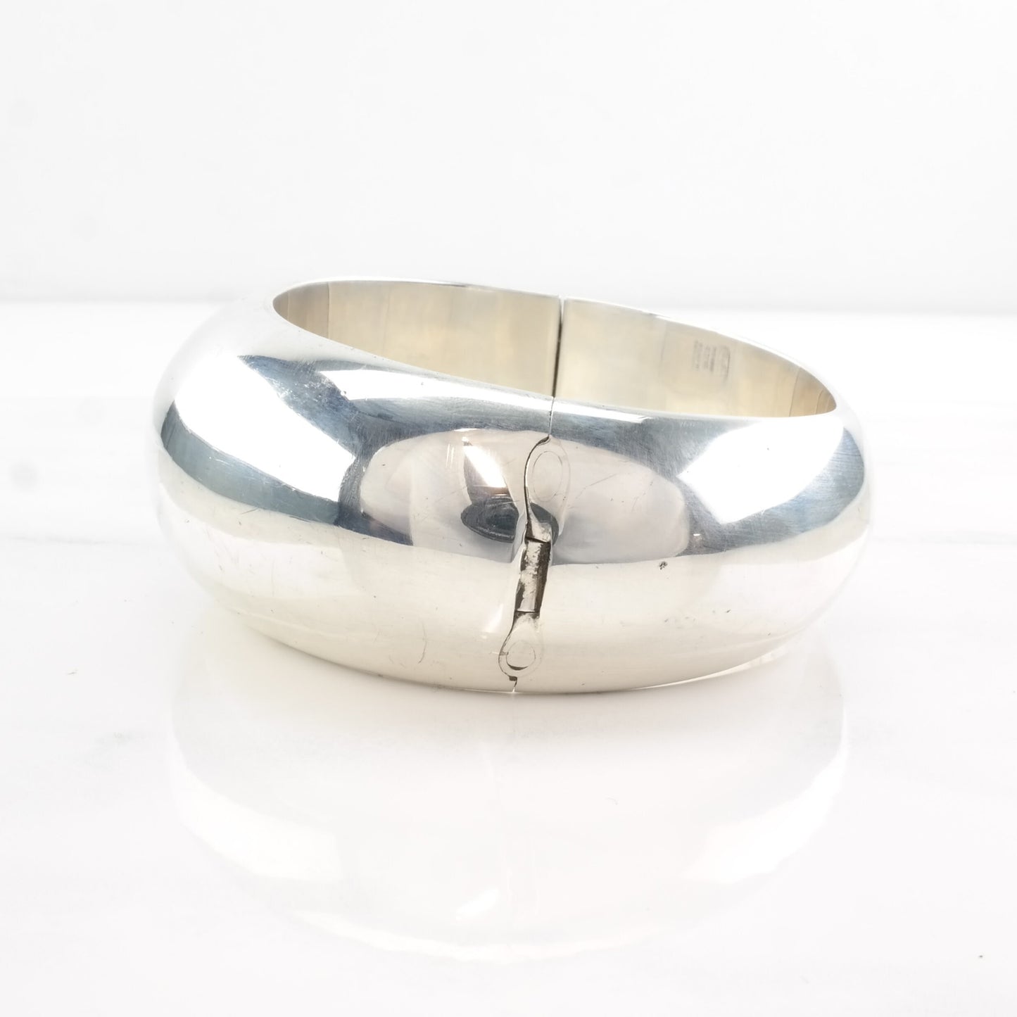 Taxco Wide Bangle Bracelet Ballesteros Sterling Silver Dome