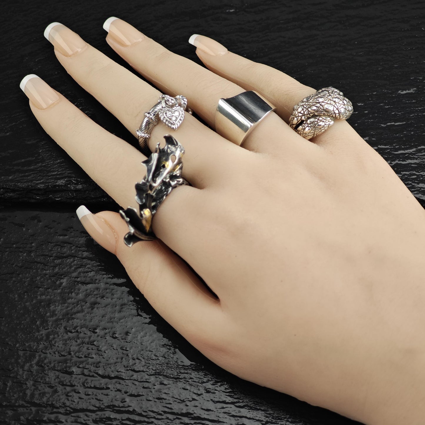 Vintage Jai Wrap Design Sterling Silver Ring Sz 5 R6551