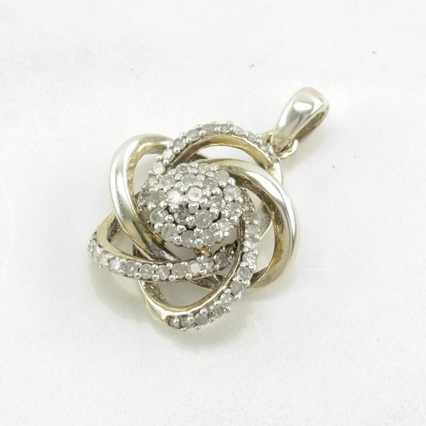 Vintage Diamond, Two Tone Minnie Mouse Sterling Silver Pendant