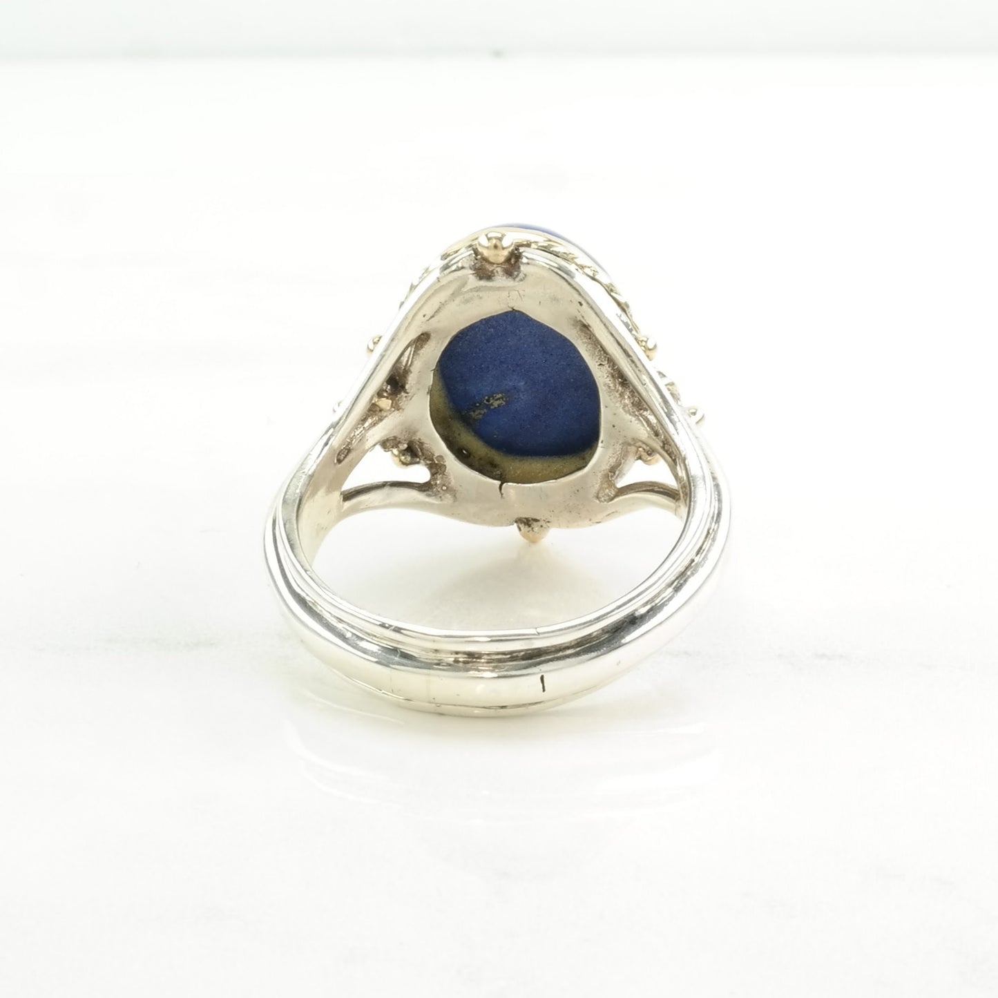 Sterling Silver Ring Lapis Lazuli Gold Toned Accents Blue Size 14