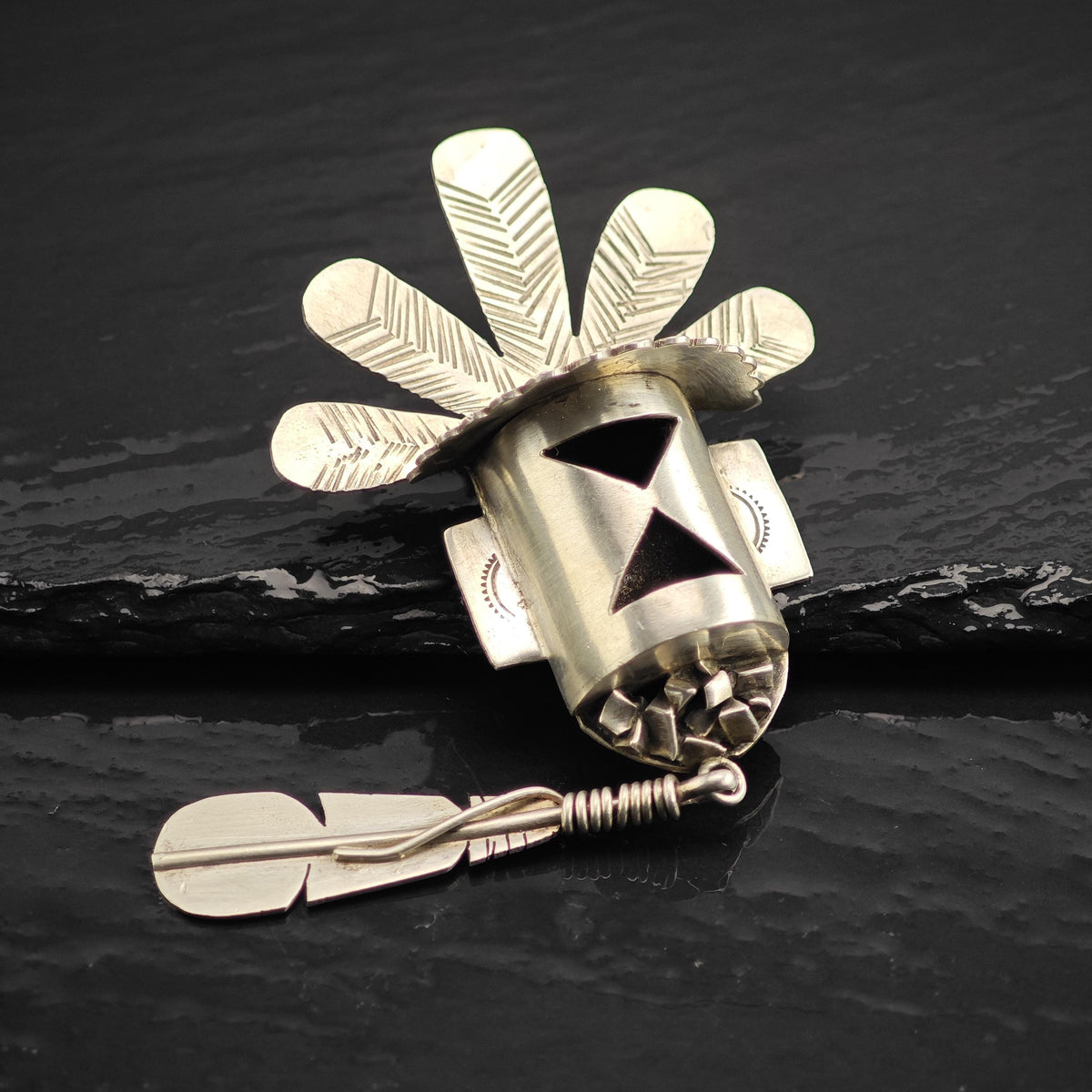 Large Kachina, Feather Sterling Silver Pendant/Brooch P3140