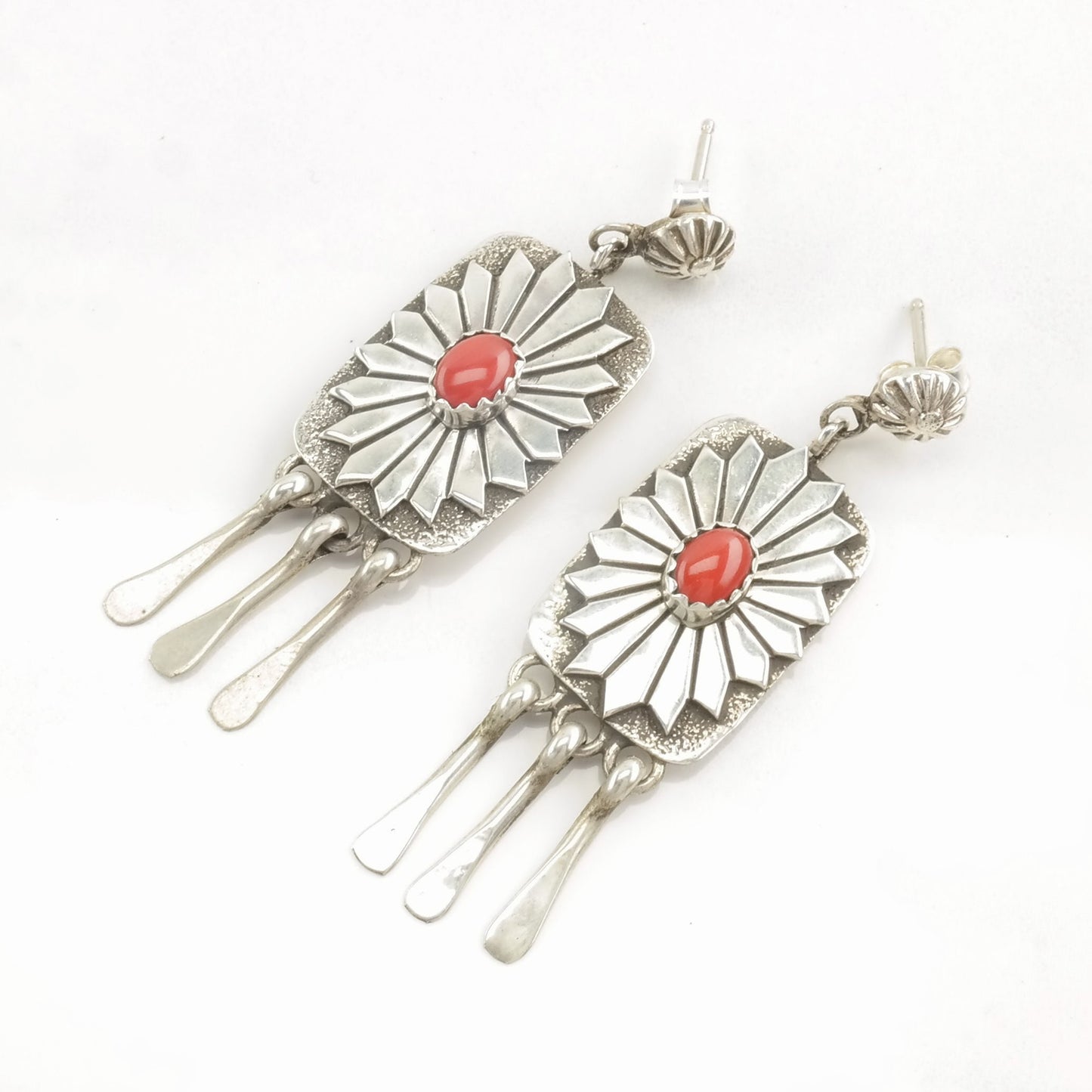 Choice of Navajo Coral, Turquoise Sterling Silver Earrings Stud, Dangle