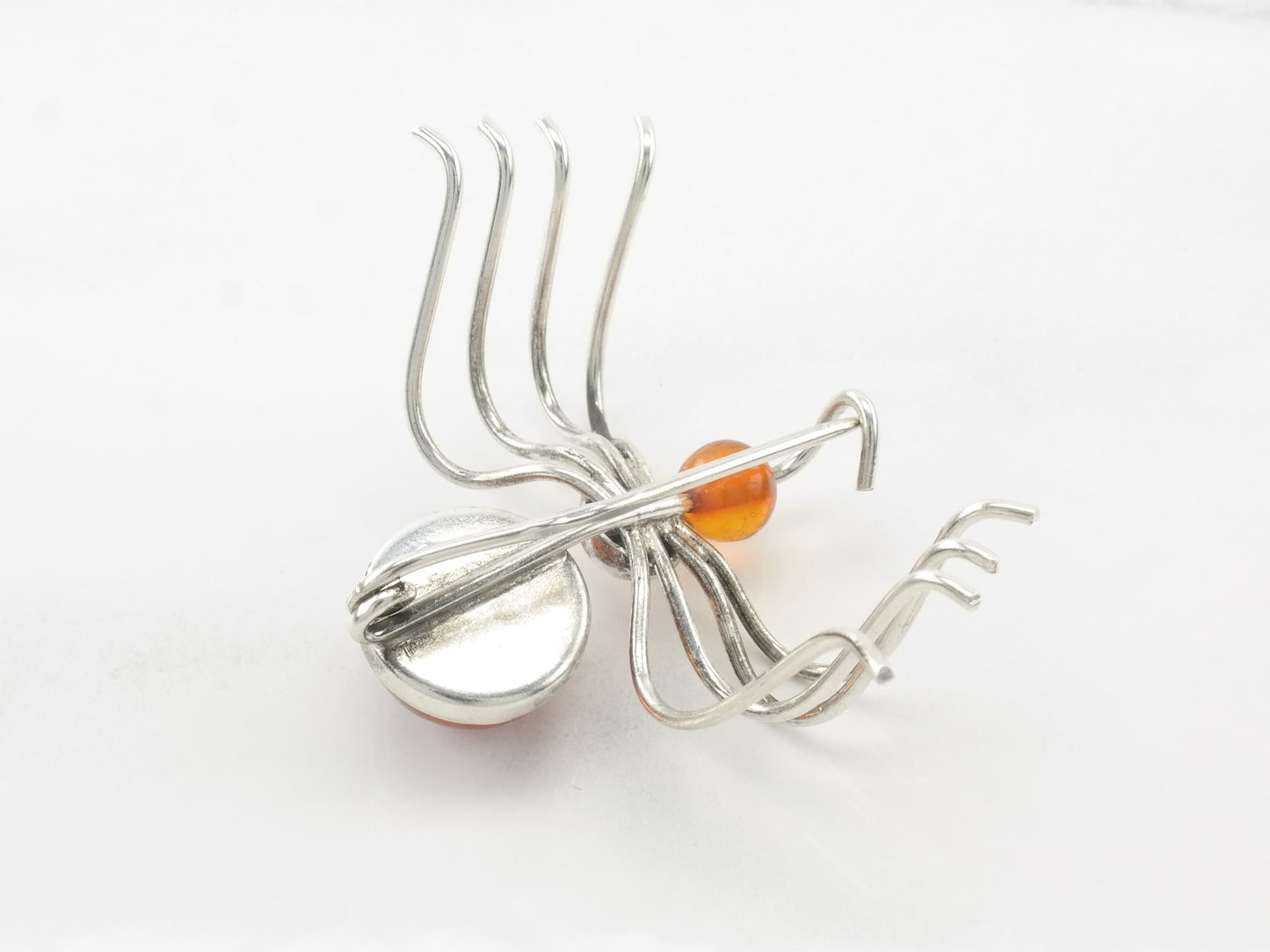 Spider Brooch Baltic Amber Sterling Silver