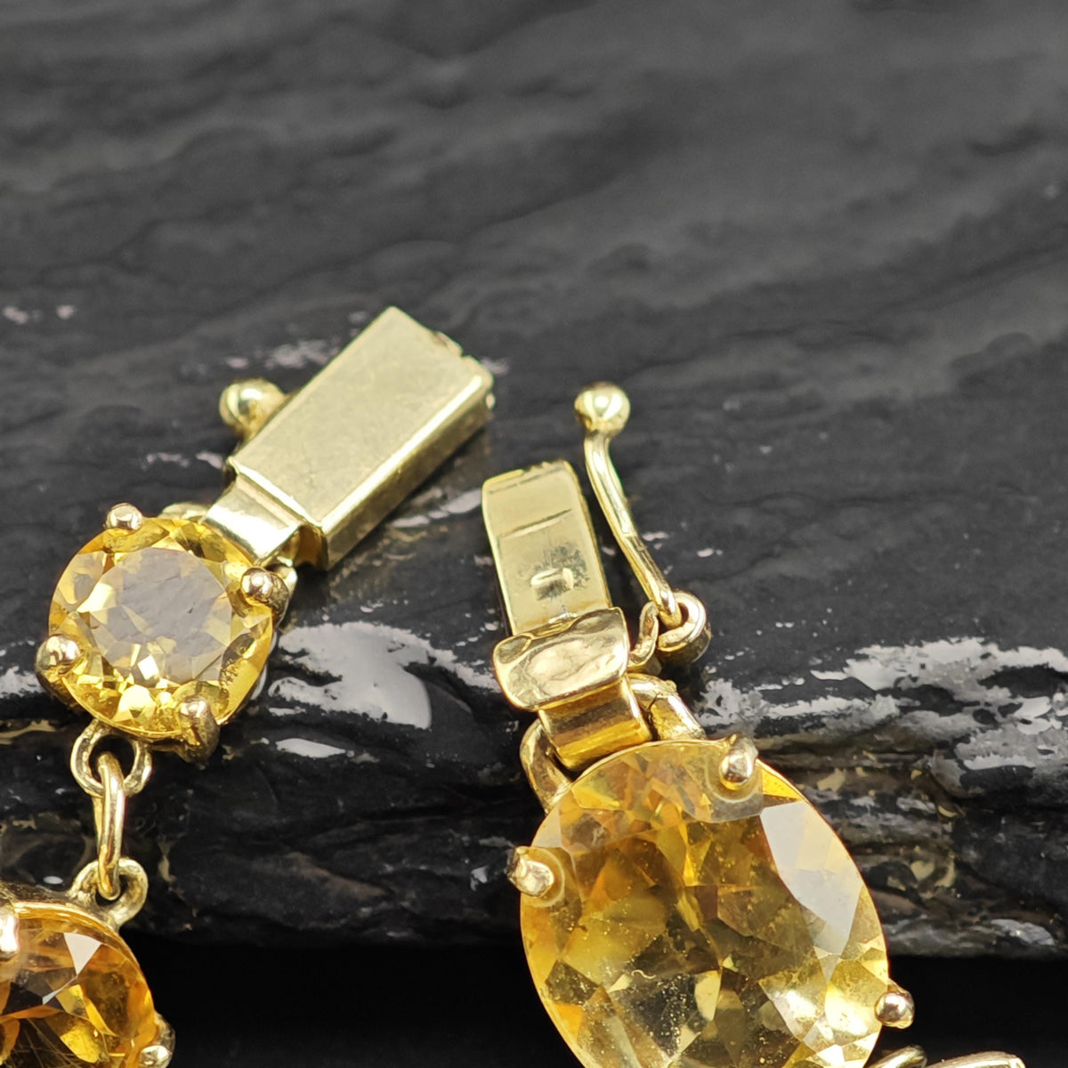 Citrine Gold-plated Sterling Silver Link Bracelet Sz 7" BR3155