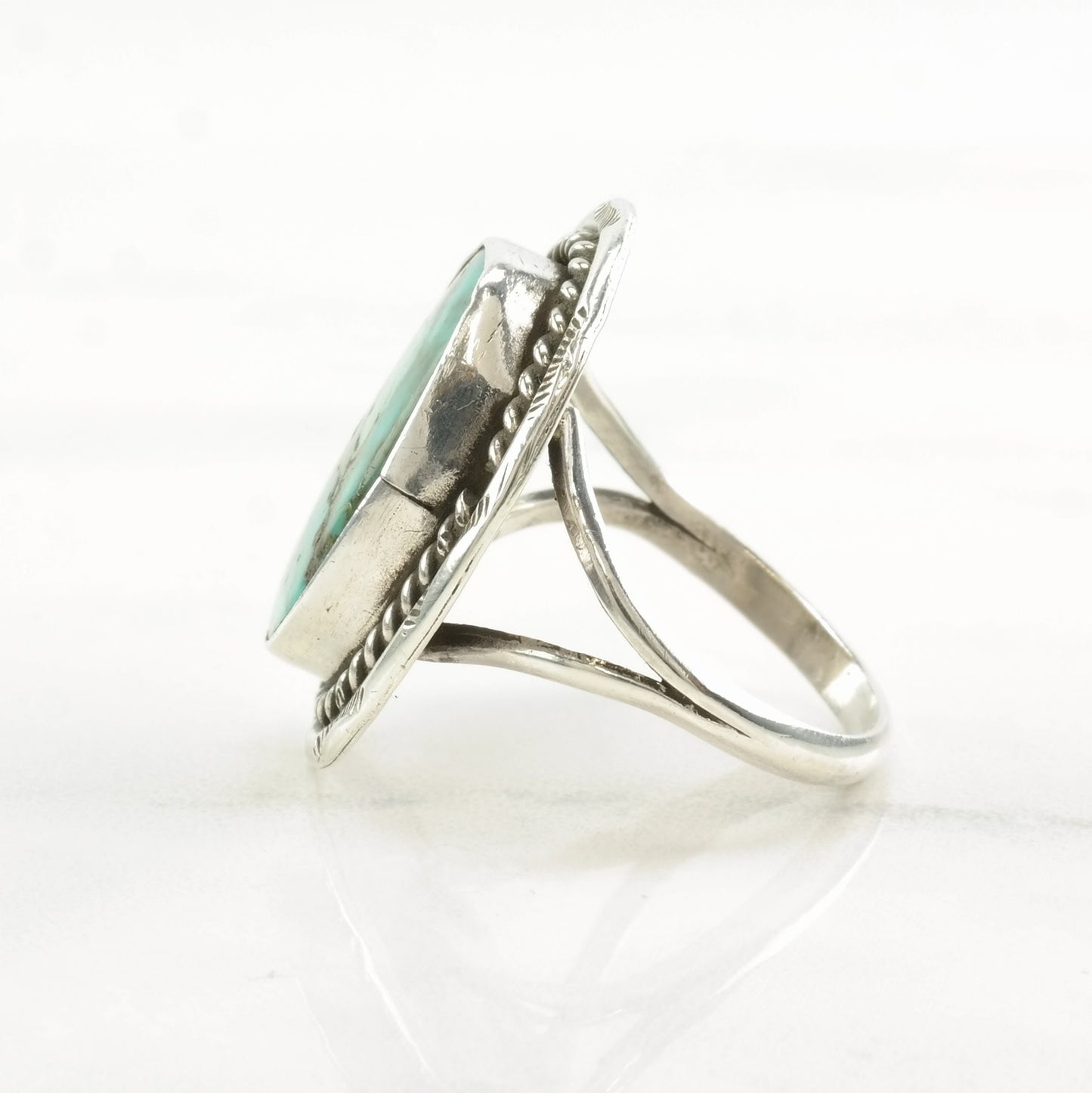 Native American Silver Ring Turquoise Sterling Size 10