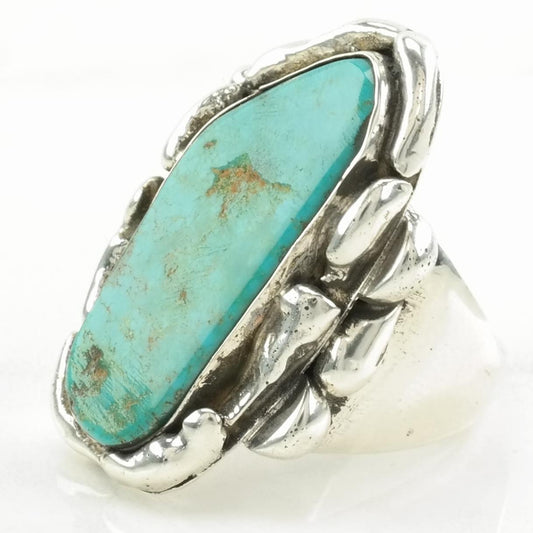 Vintage Southwest Silver Ring Turquoise Large Sterling Blue Size 9