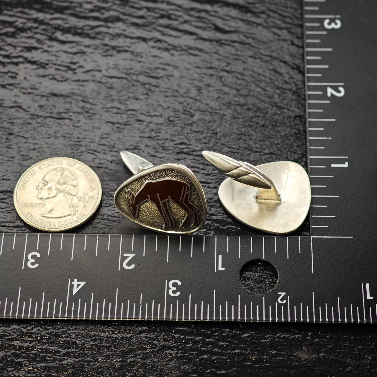 Enamel African Impala Hunting Sterling Silver Cufflinks MISC0434