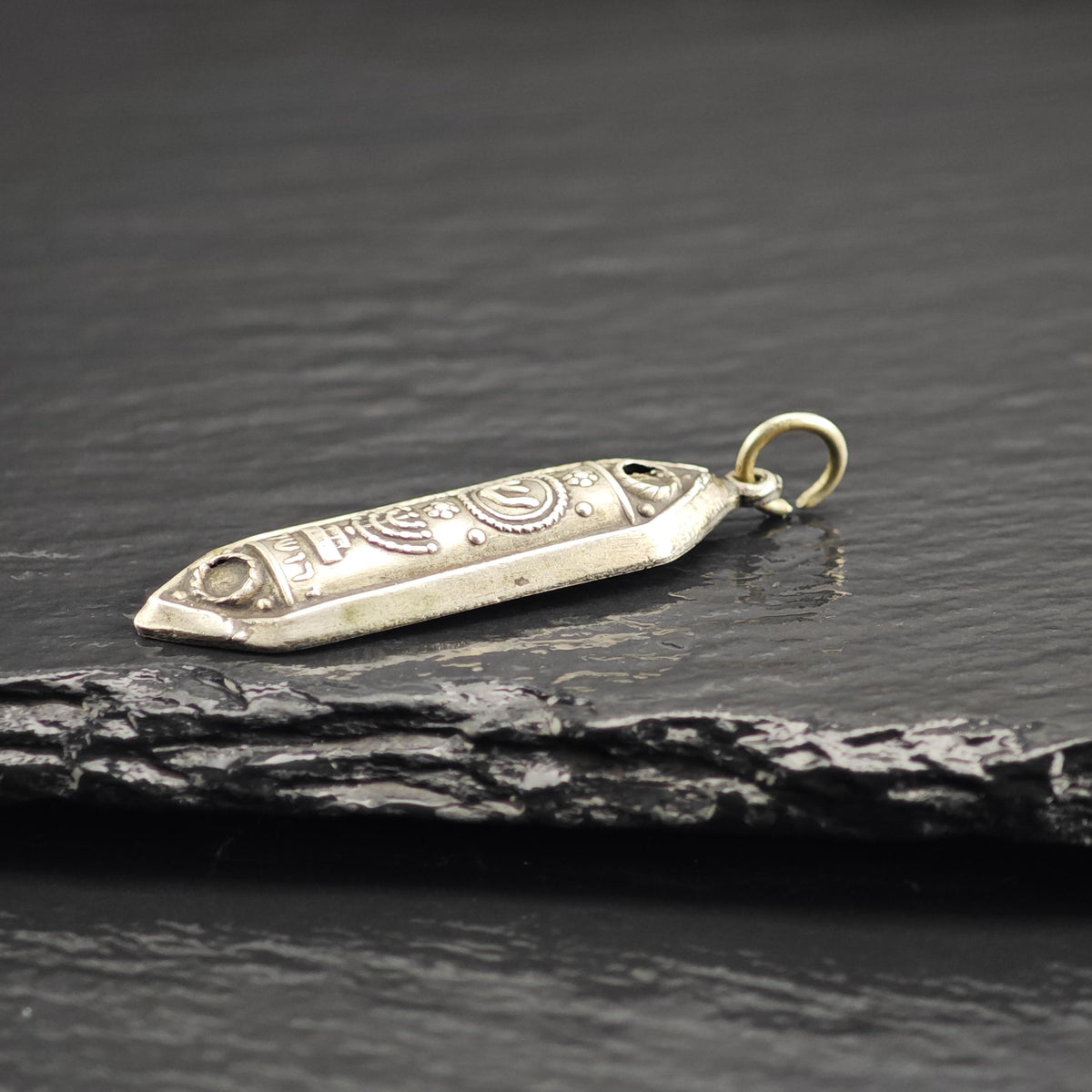 Jewish Mezuzah Menorah 800 Silver Pendant P3116