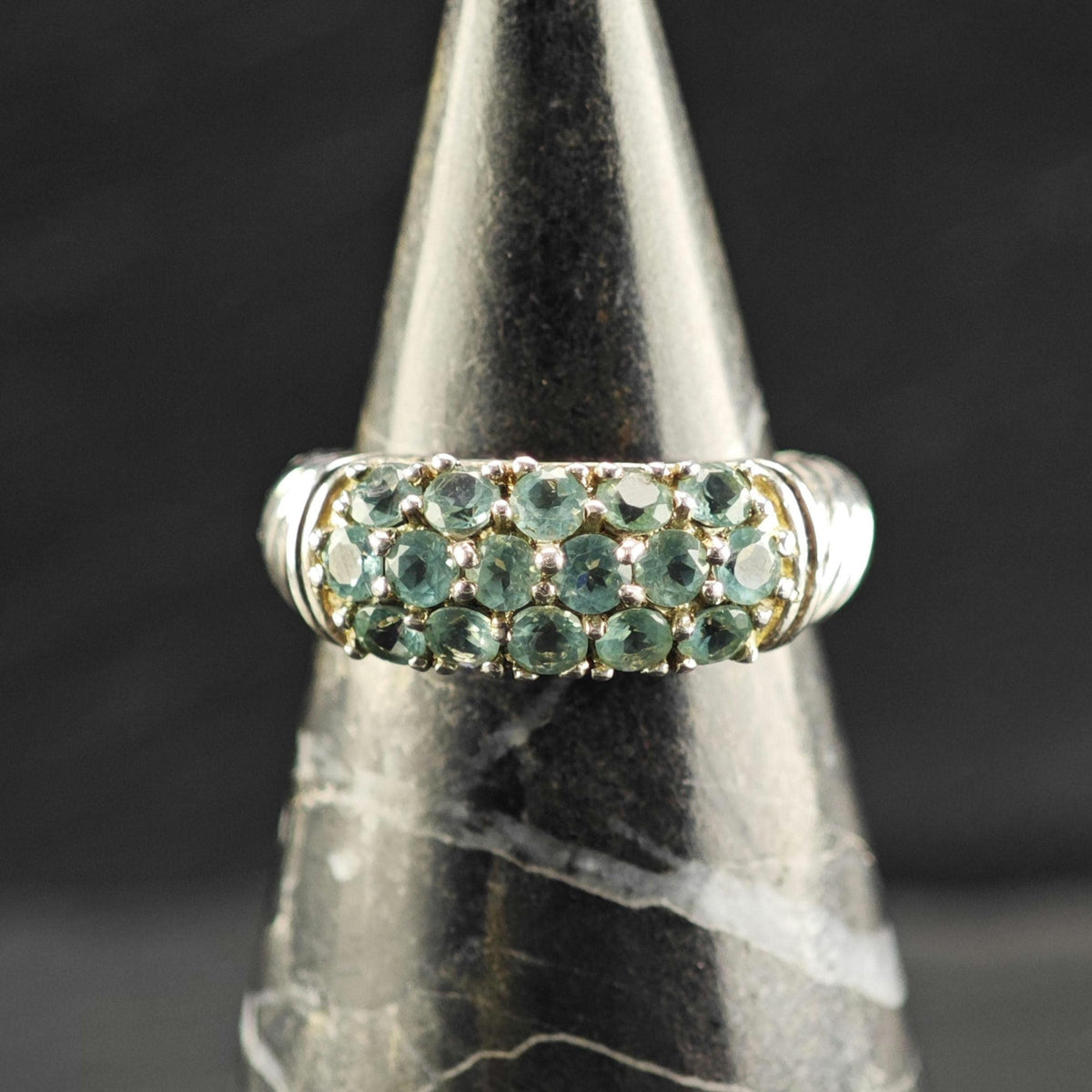 Apatite Pave Band Sterling Silver Ring Sz 6 R6834
