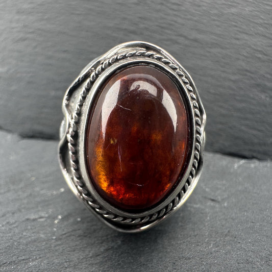 Large Poland Sterling Silver Ring Sz8 R5631