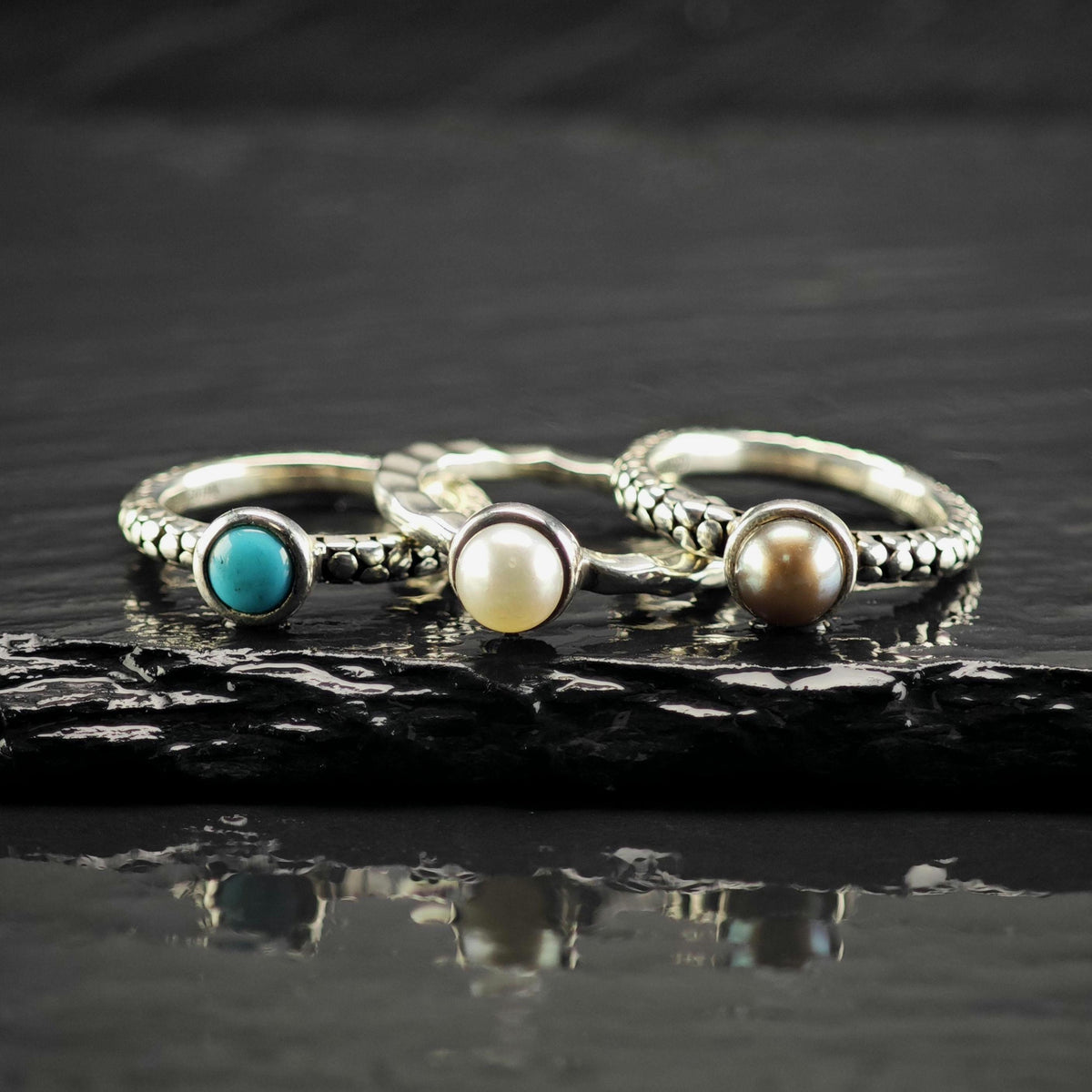 Choice of Michael Dawkins Pearl, Turquoise Sterling Silver Ring Sz 6 R6825