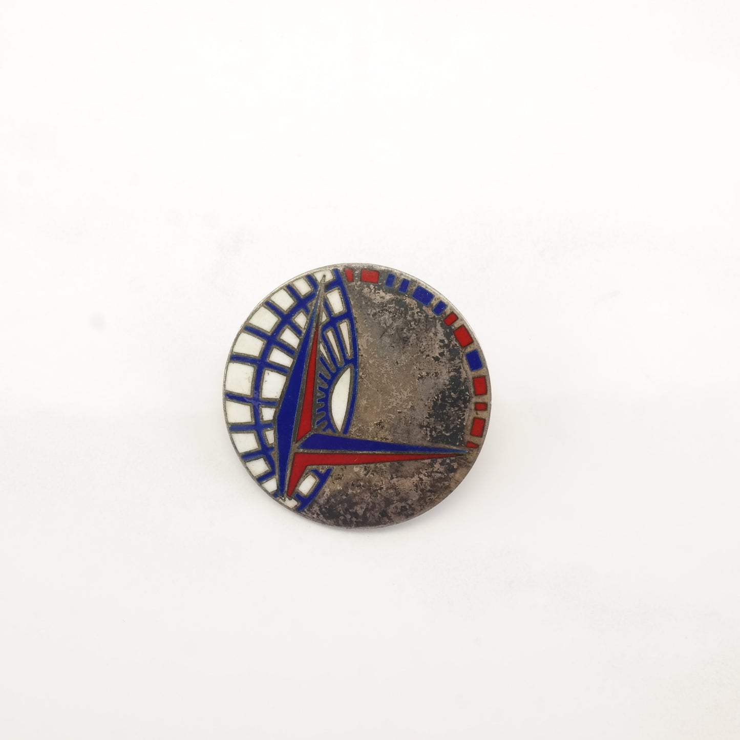 Art Deco Sterling Silver Brooch Inlay Enamel