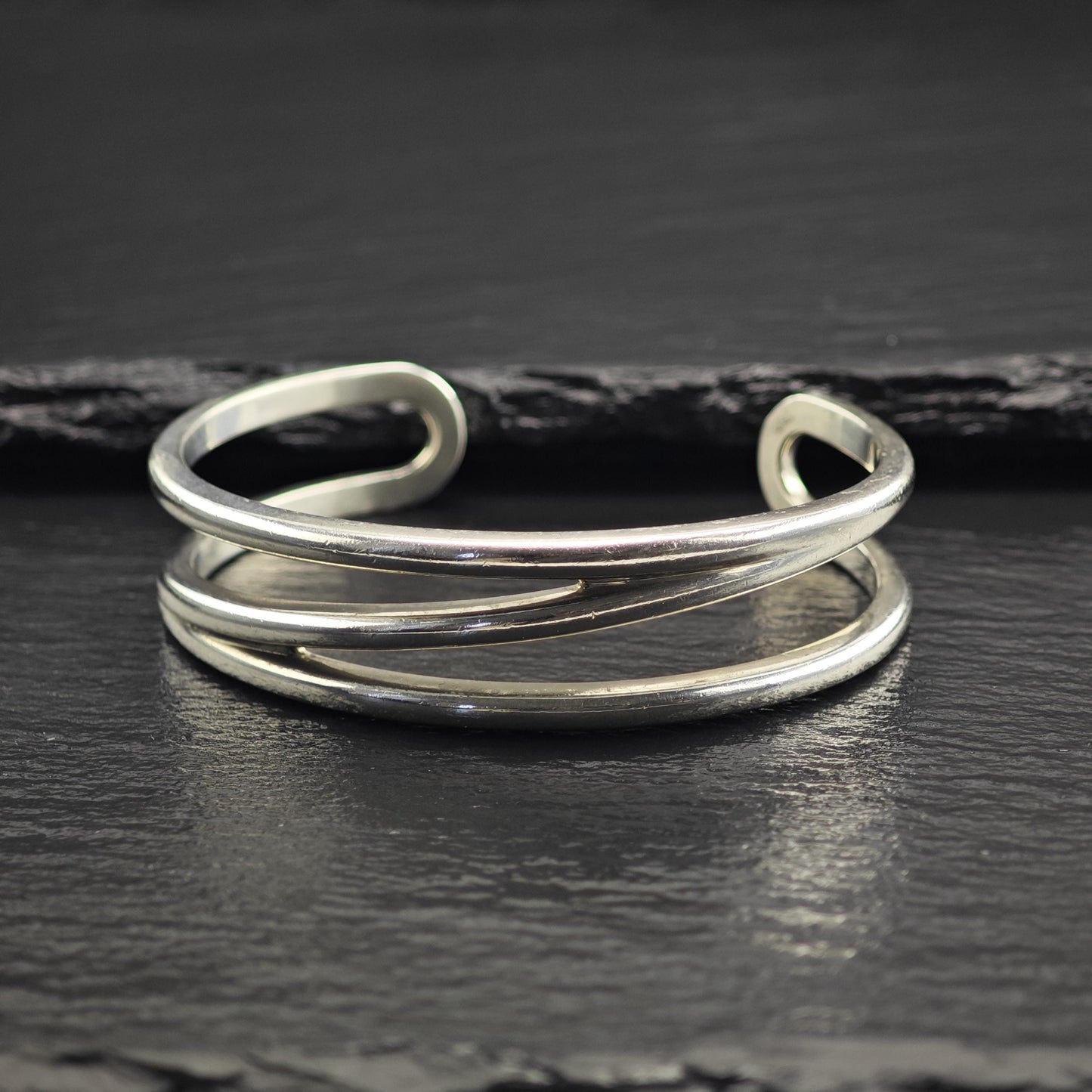 Vintage Tiffany & Co. Diaganol Sterling Silver Cuff Sz 6" BR3124