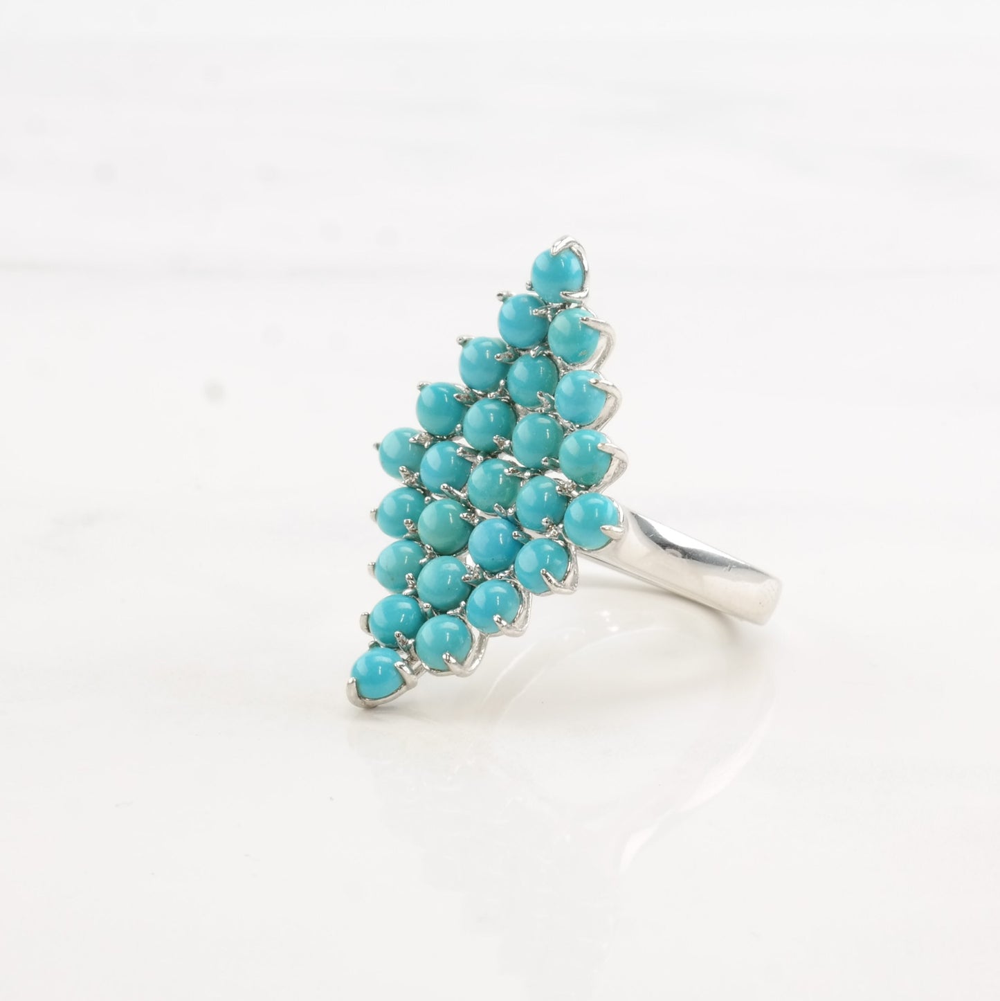 Sterling Silver Ring Turquoise Cluster Size 5 1/4