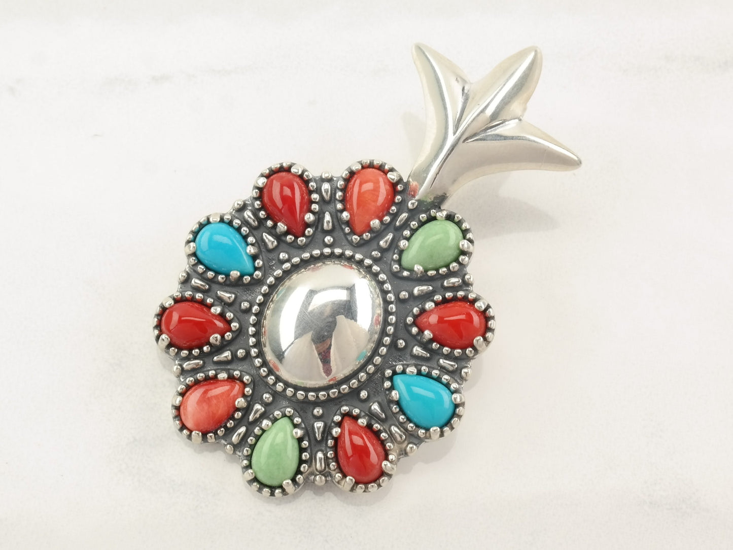 Vintage Relios Multi Gemstone Pineapple Sterling Silver Pendant