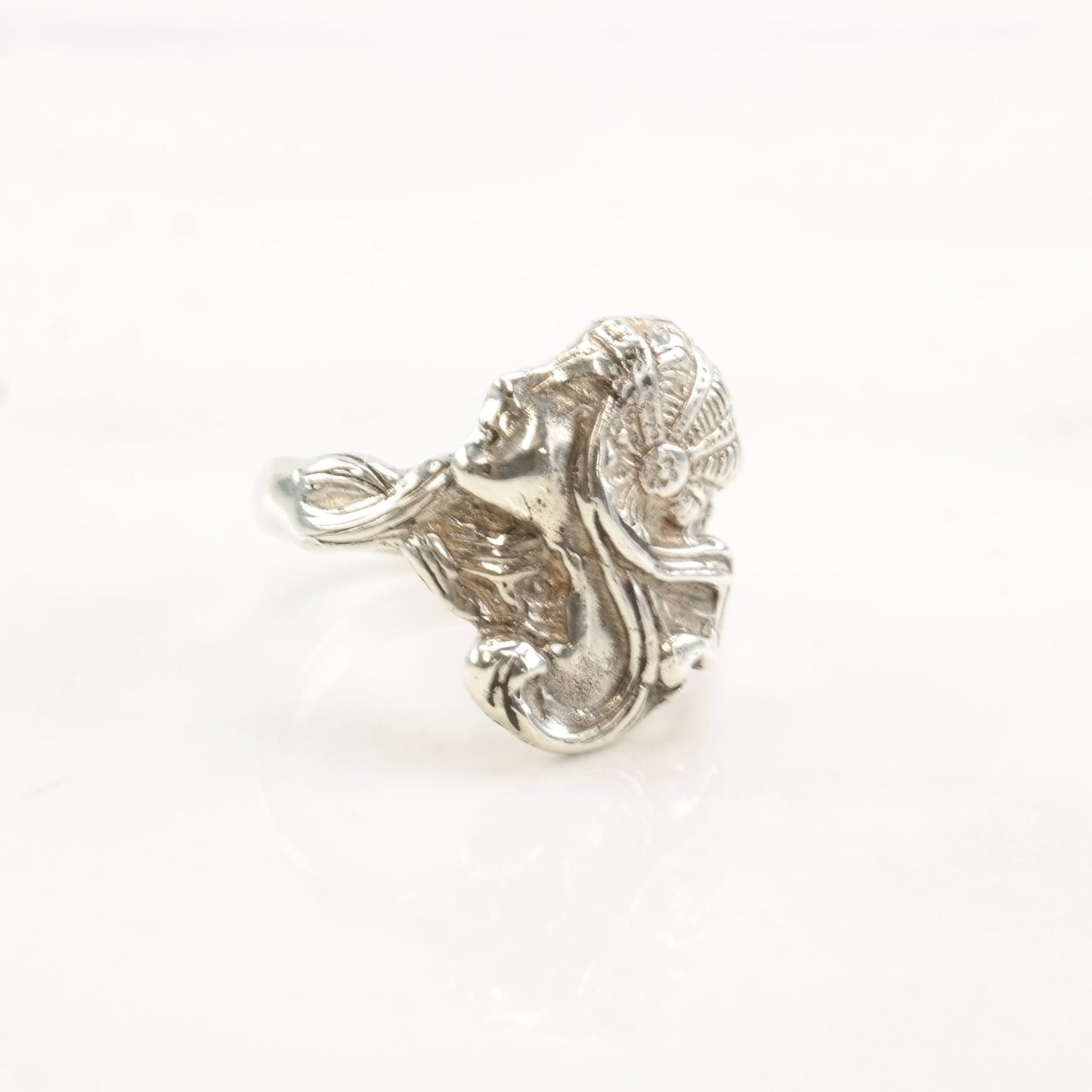 Sterling Silver Ring Art Nouveau Revival Fairy Size 7