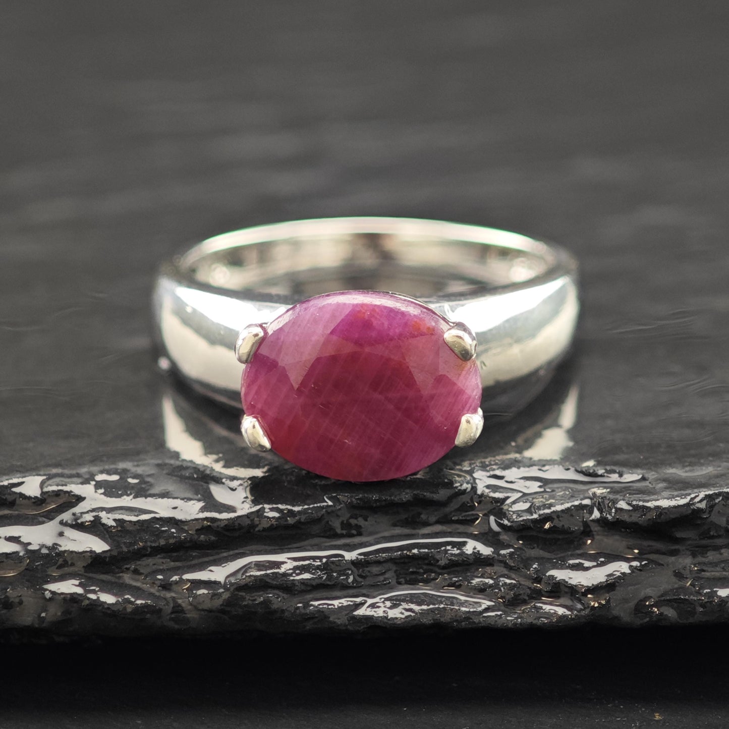 4ct Glass Filled Ruby Ring Sterling Silver Size 8 R6230