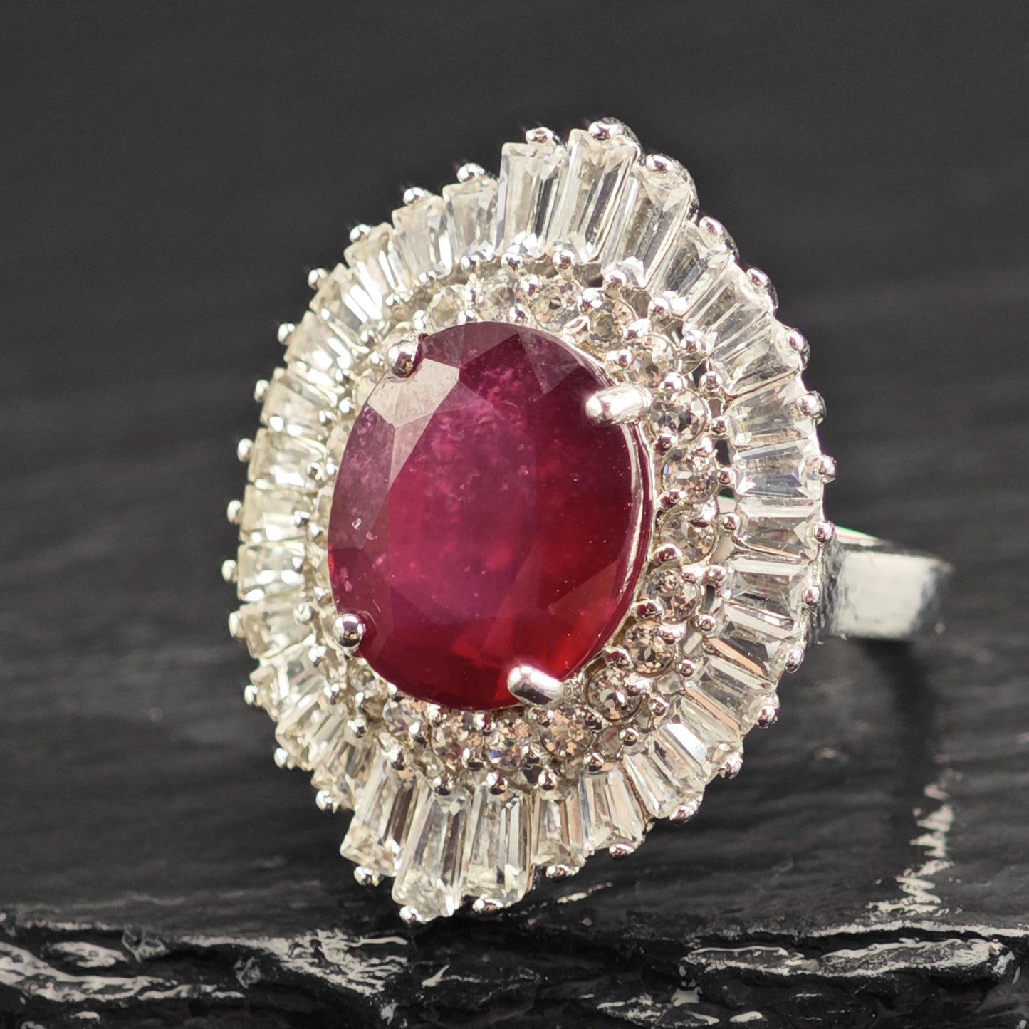 LGF Ruby & Topaz Ballerina Sterling Silver Ring Sz 6 R6585