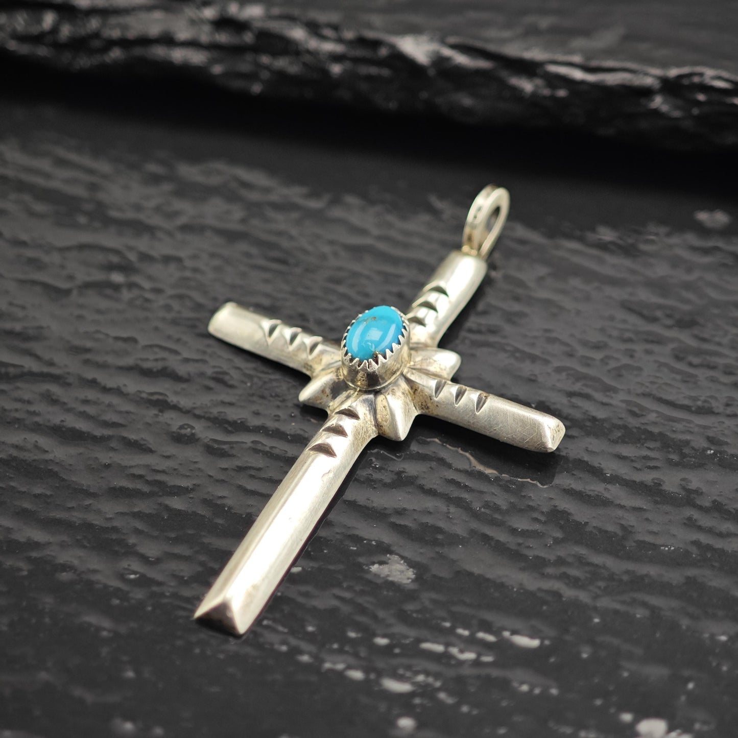 SW Turquoise Cross Pendant Sterling Silver P3073