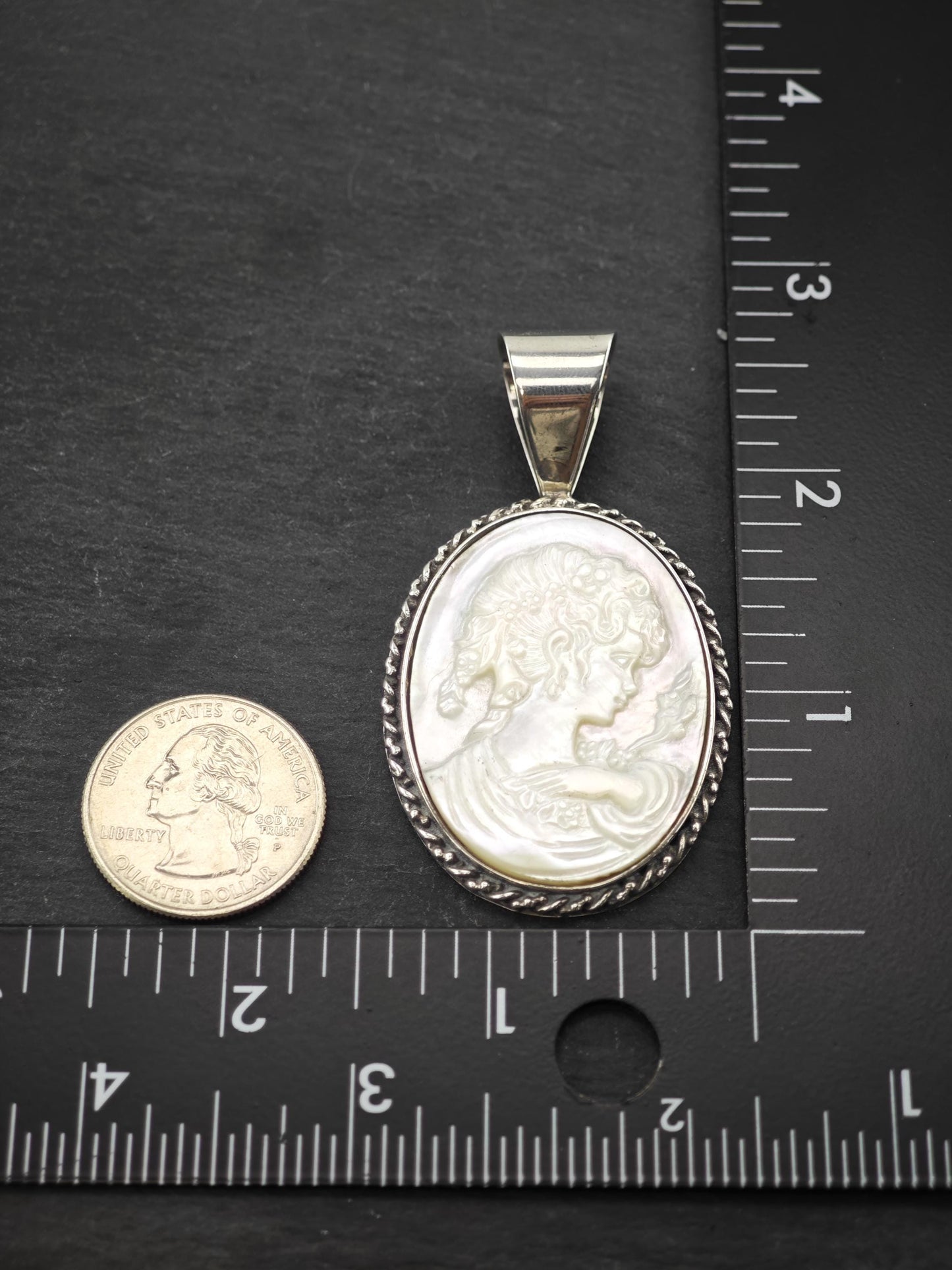 DTR MOP Carved Cameo, Female Sterling Silver P2673