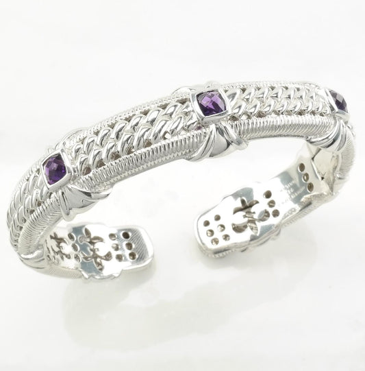 Judith Ripka Sterling Silver Cuff Bracelet Purple Amethyst