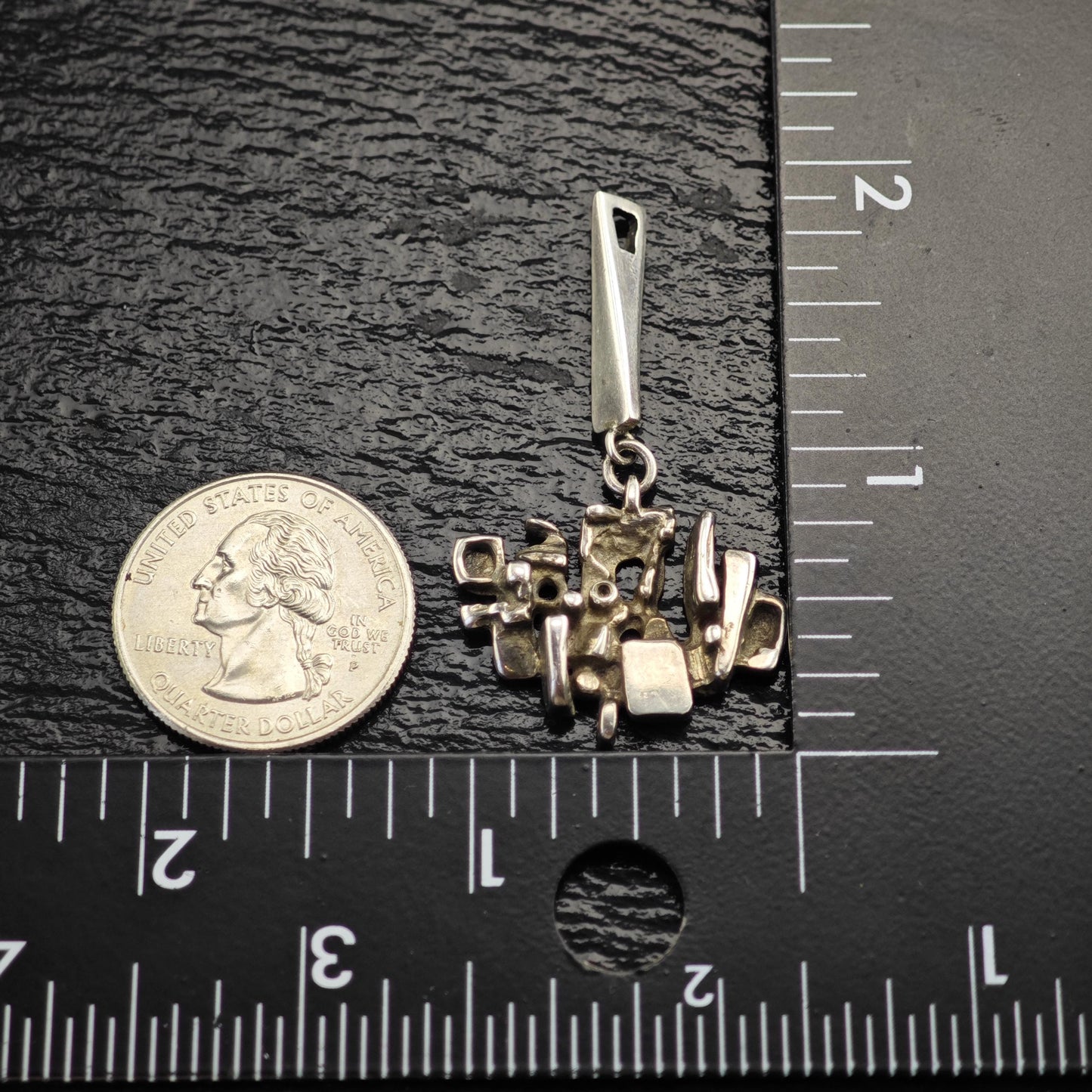 Abstract Brutalist Sterling Silver Pendant P3080