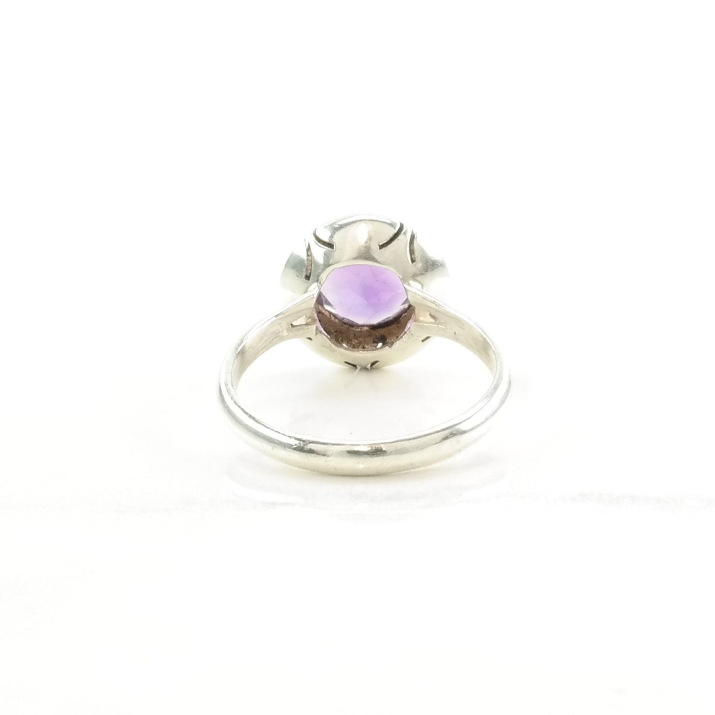 Sterling Silver Ring Amethyst Modernist Purple Size 7 3/4