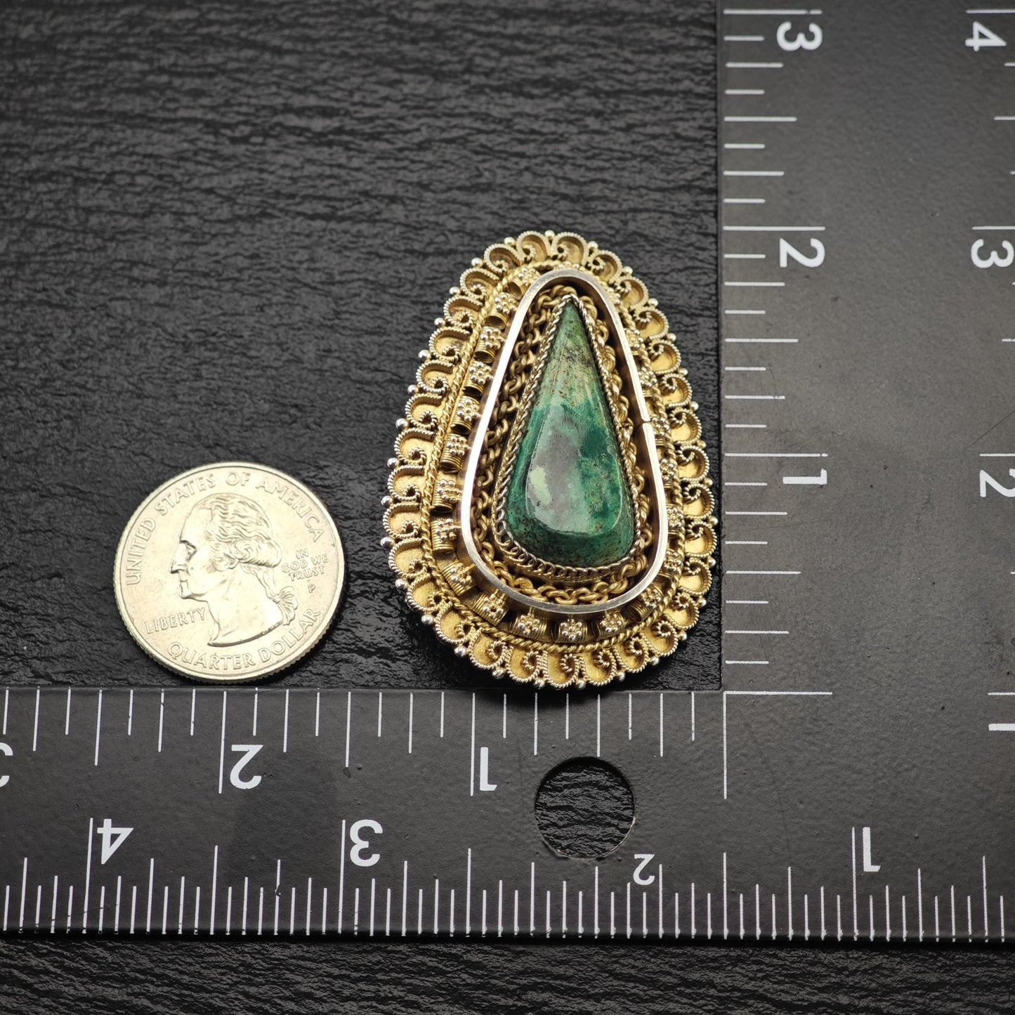 Light Gold Washed Eilat Brooch/Pendant Sterling Silver