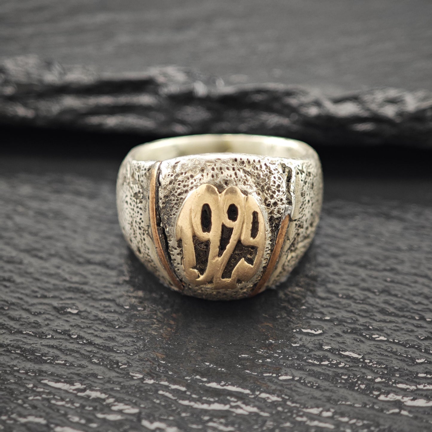 Brutalist Class Ring 1929 Sterling Silver Sz 8 R5937