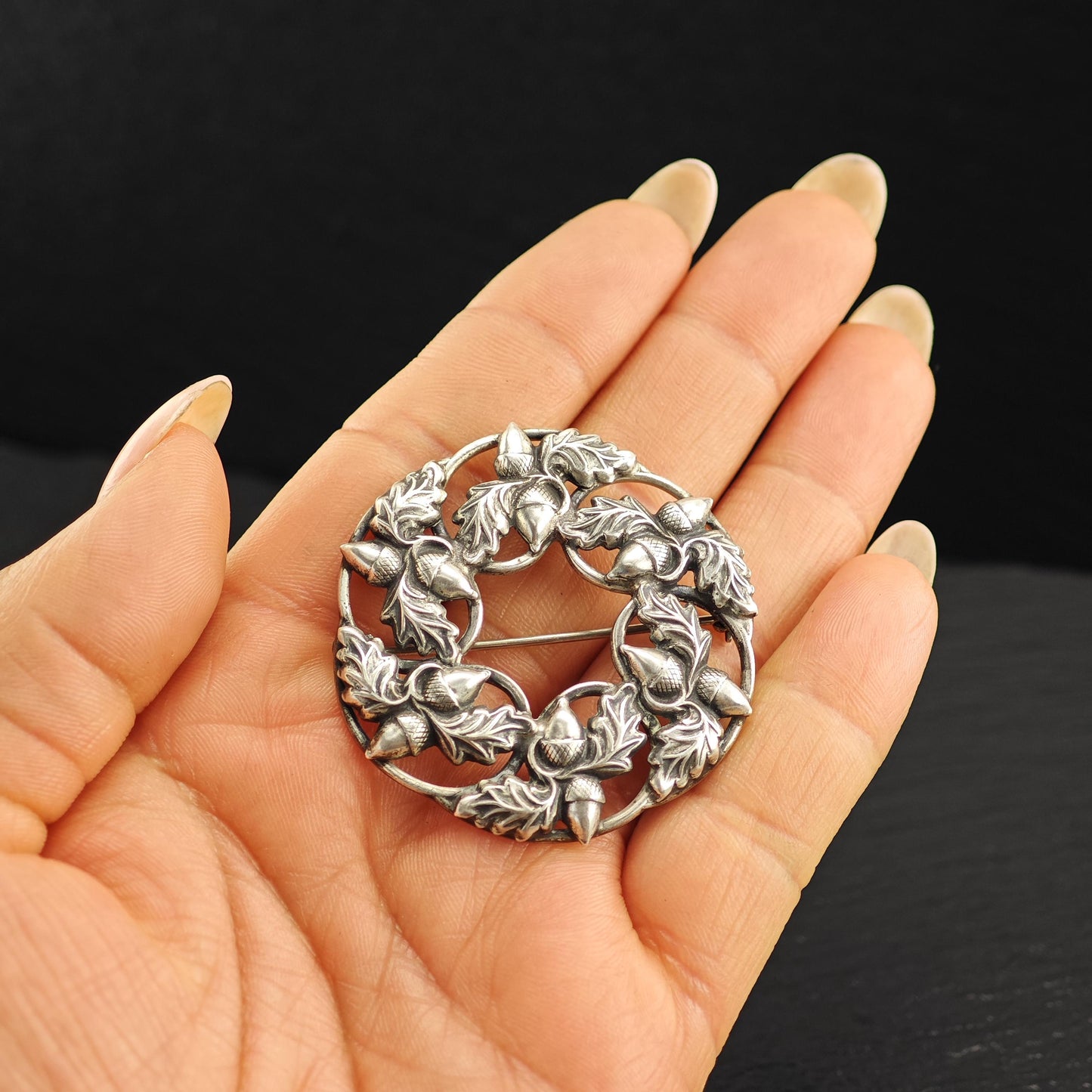 Danecraft Floral, Acorns Sterling Silver Brooch