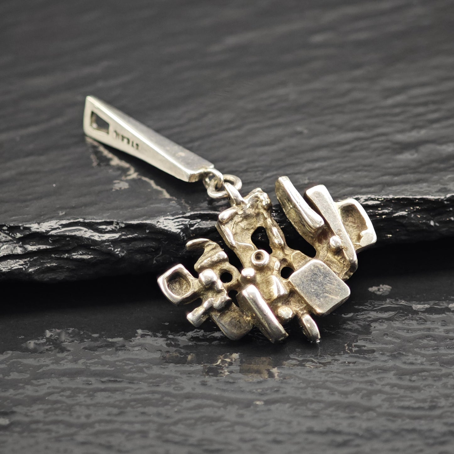 Abstract Brutalist Sterling Silver Pendant P3080