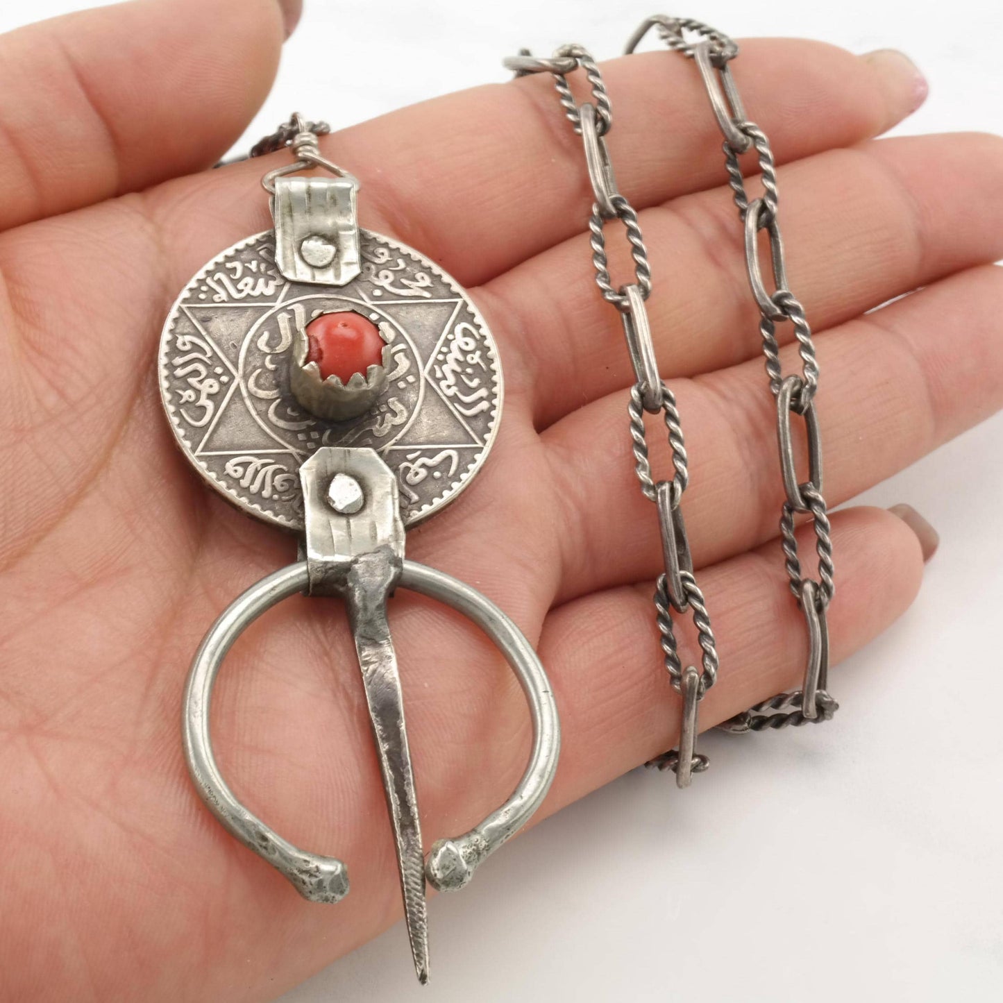 Berber Coin, 1336, Oxidized Sterling Silver Necklace N2421