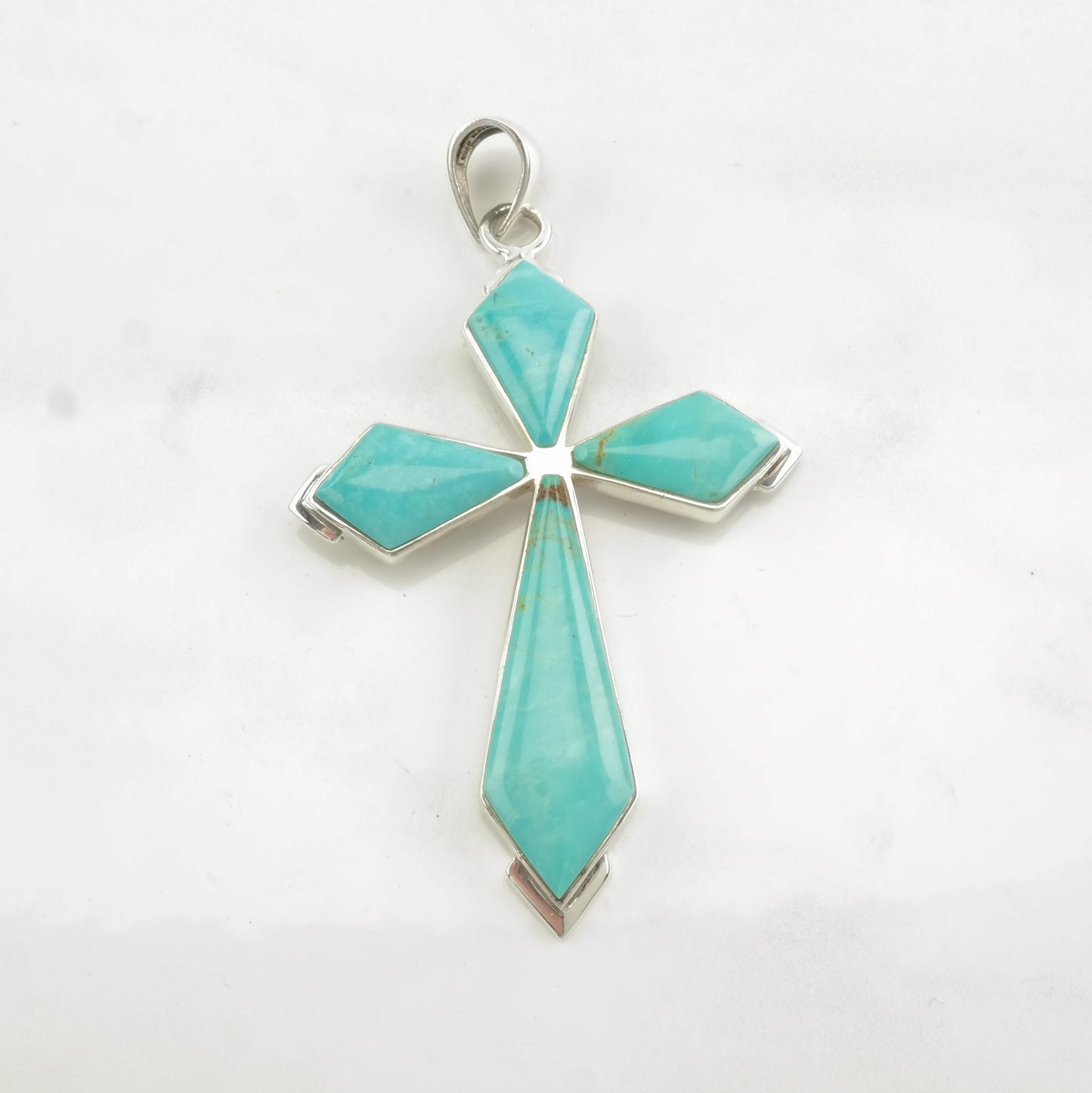 Vintage Turquoise Cross Sterling Silver Pendant