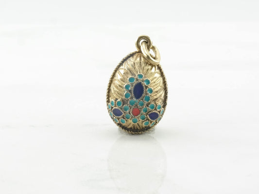 Sterling Silver Enamel Egg Gold Gilded Pendant P1844