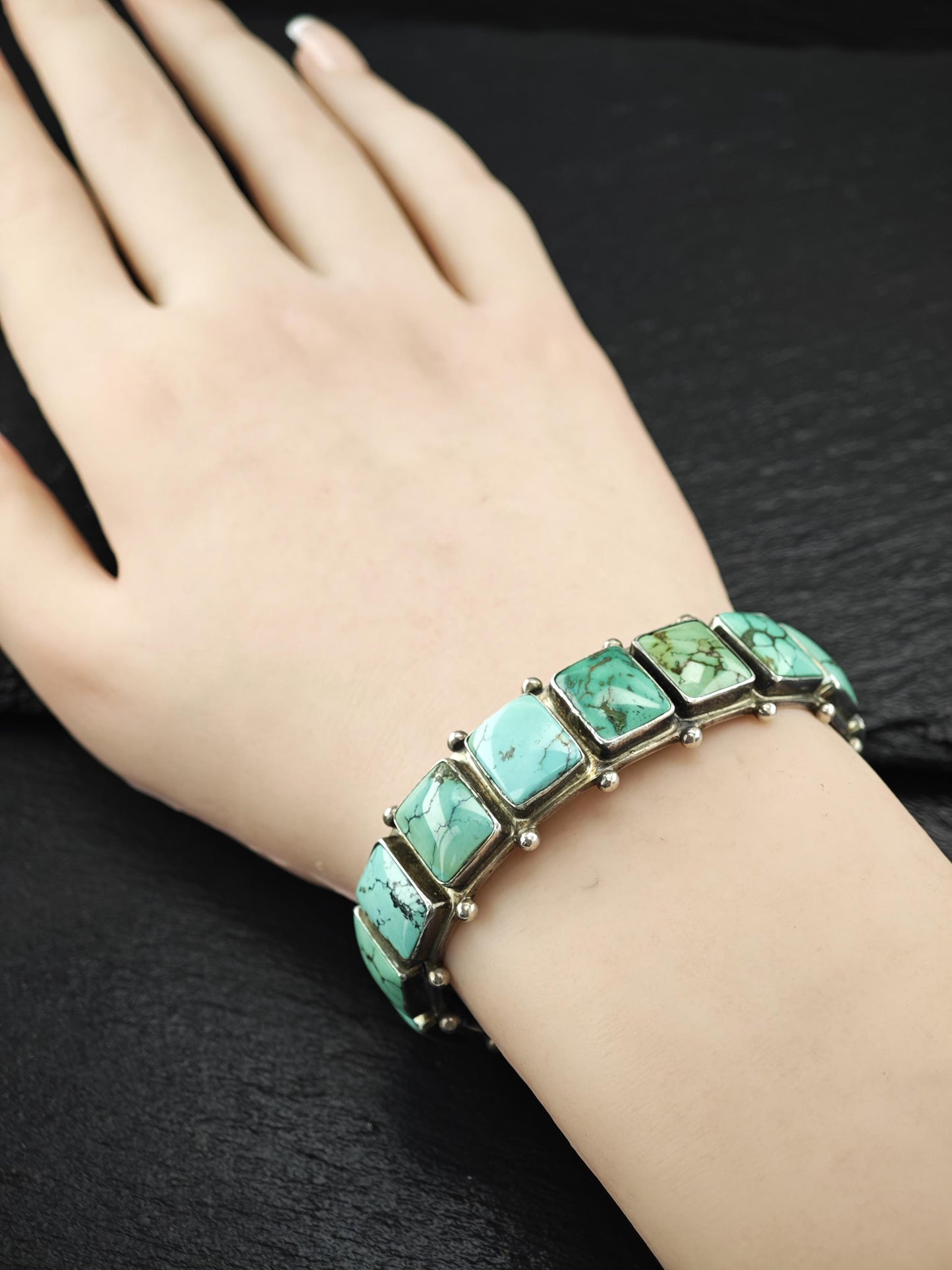Native American Turquoise Cuff Bracelet Sterling Silver