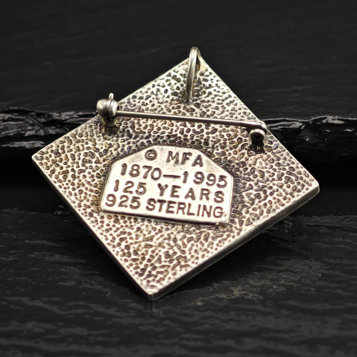 MFA Flower Leaf Square Sterling Silver Pendant Brooch P3098
