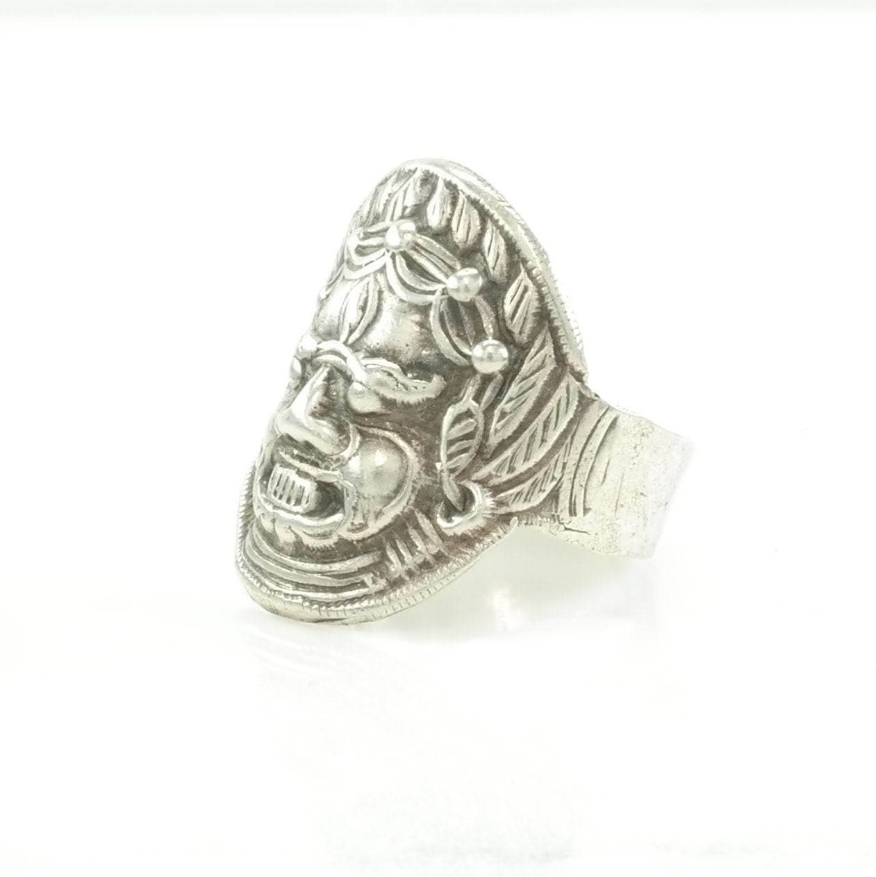 Sterling Silver Ring Aztec Mask Size 11 1/2