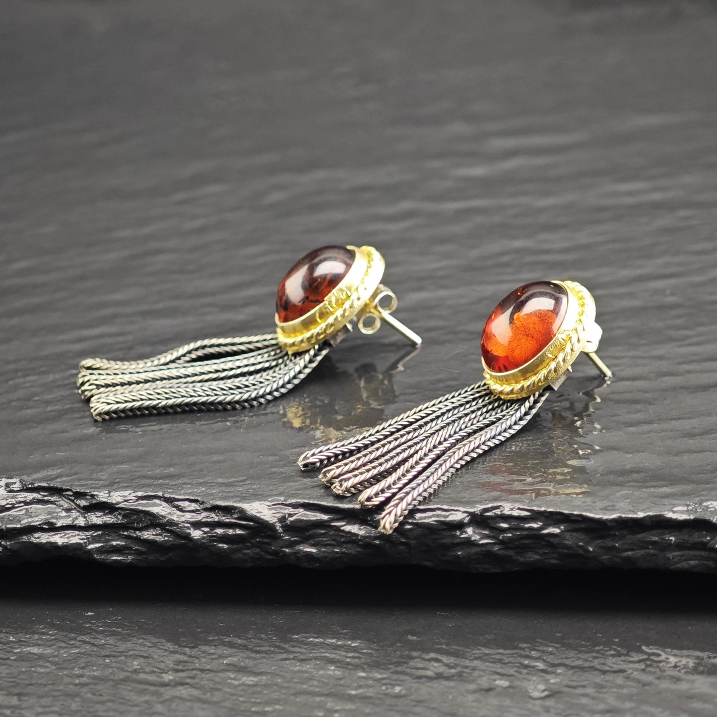 Amber Stud Sterling Silver Earrings ER3125