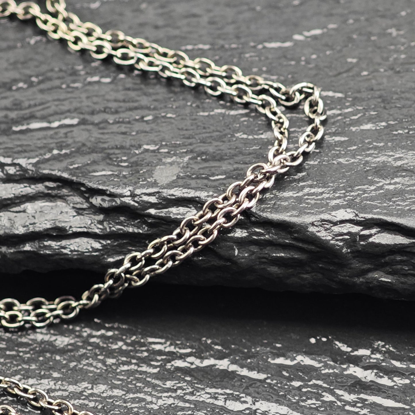 Black Oxidized Link Chain Sterling Silver Necklace N2763