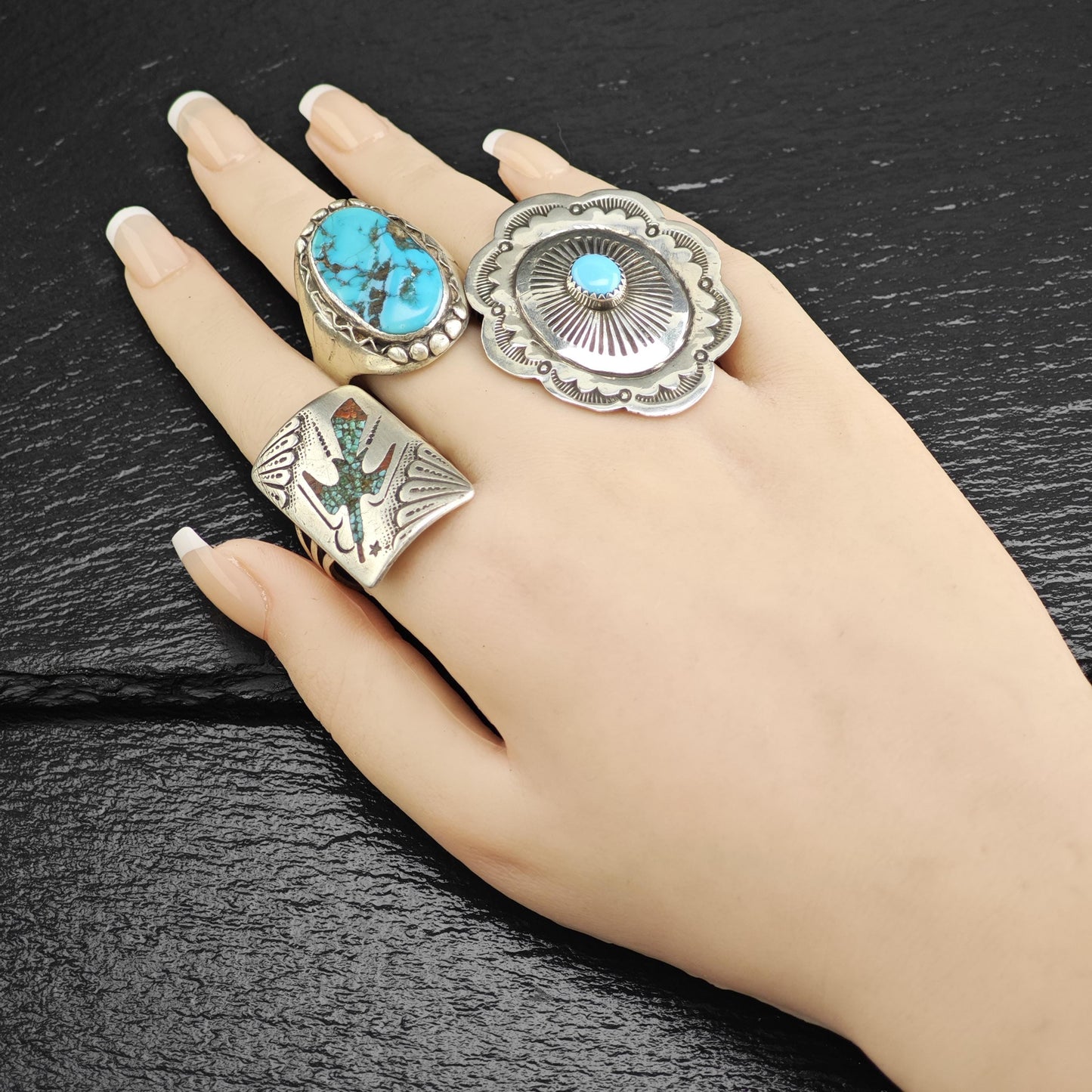 Native American Heavy Turquoise Ring Sterling Silver Sz 15 R6620