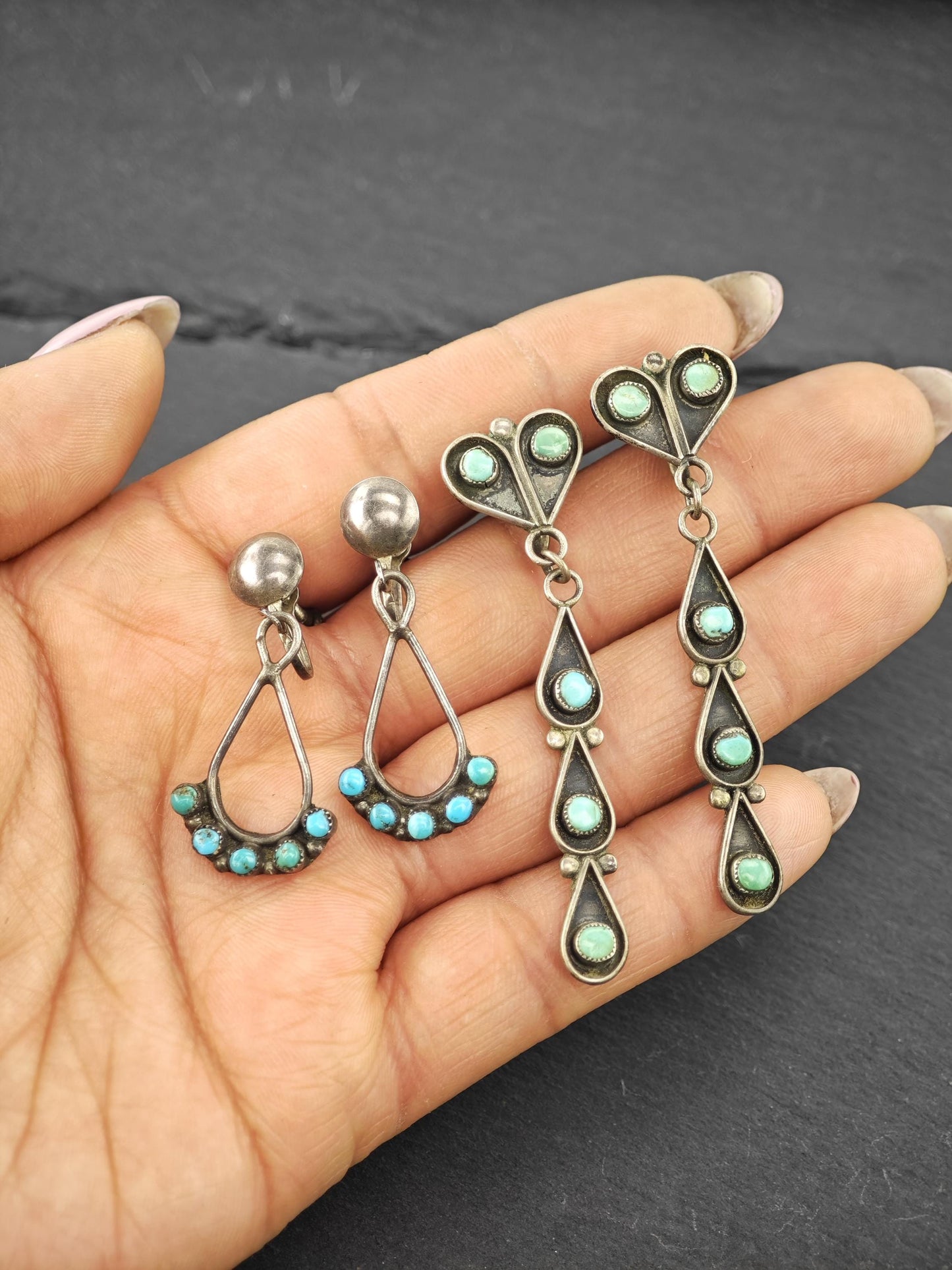 Choice of Zuni, Native American Screw Back Earrings Sterling Silver