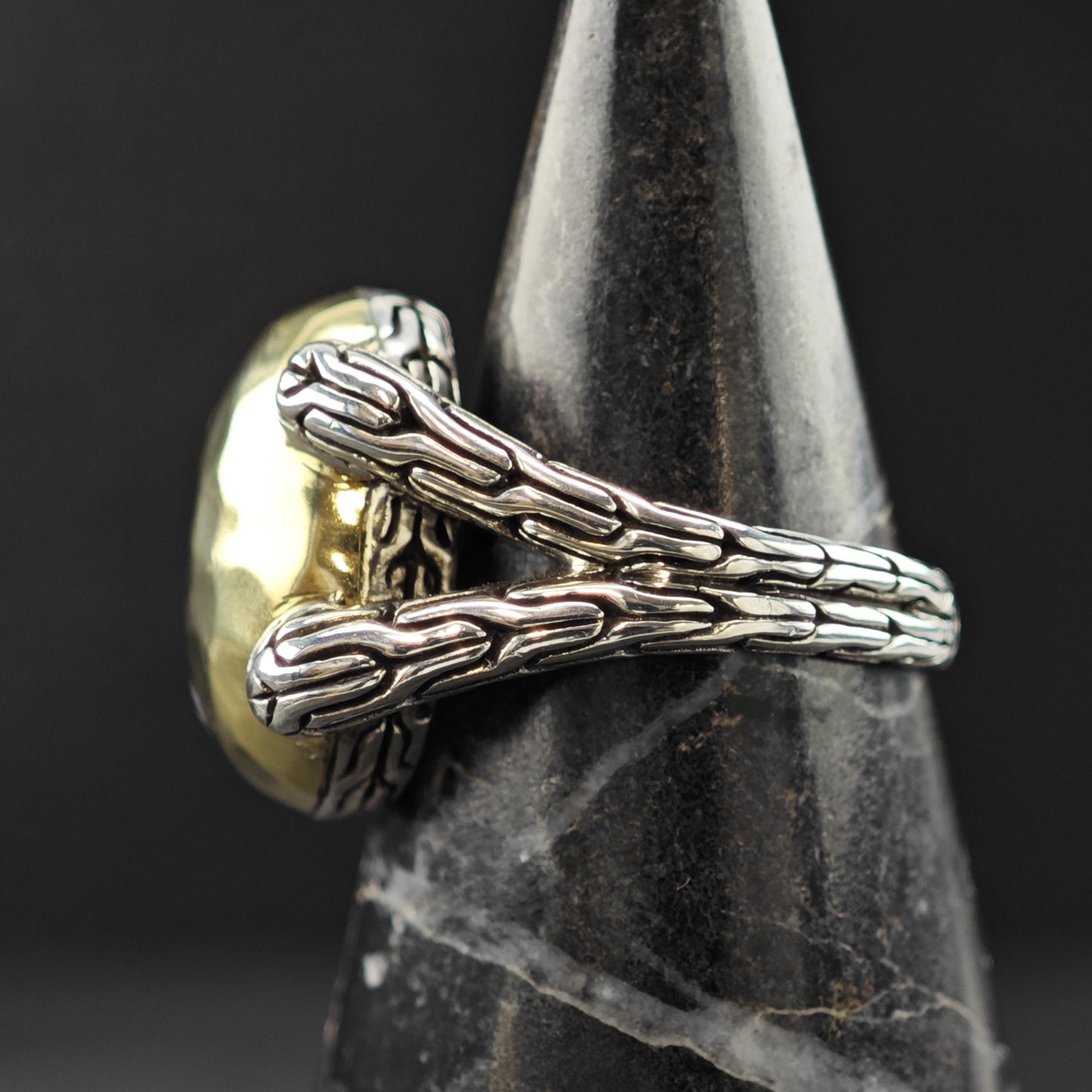 John Hardy 18K Gold Accent Ring Sterling Silver Sz 7 R6019