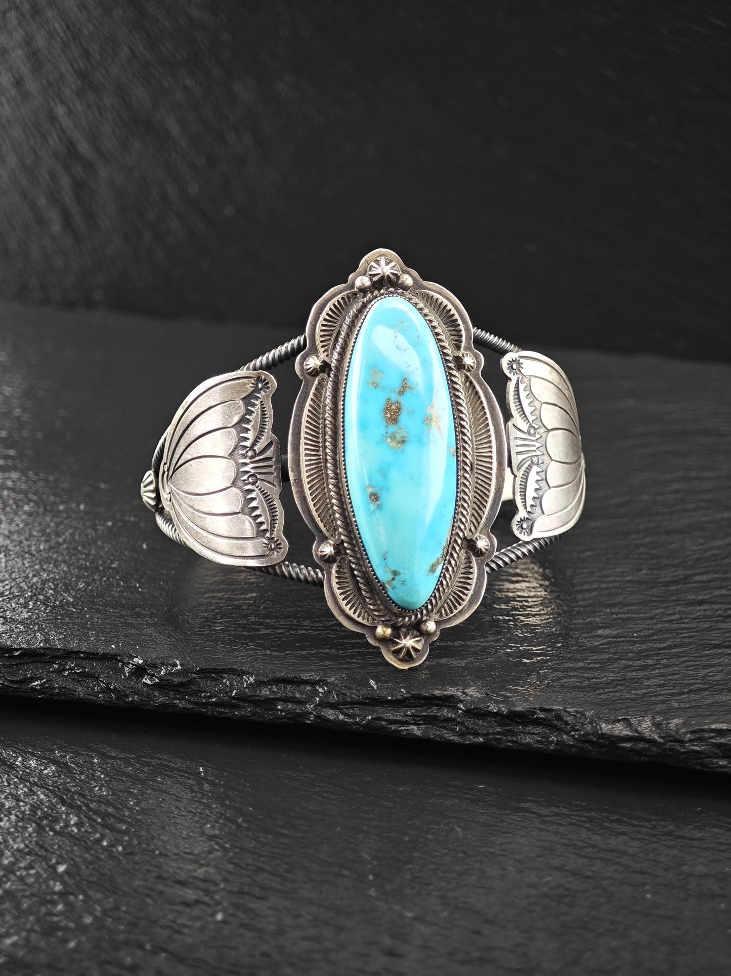 Large Native American, Cuff Bracelet Sterling Silver