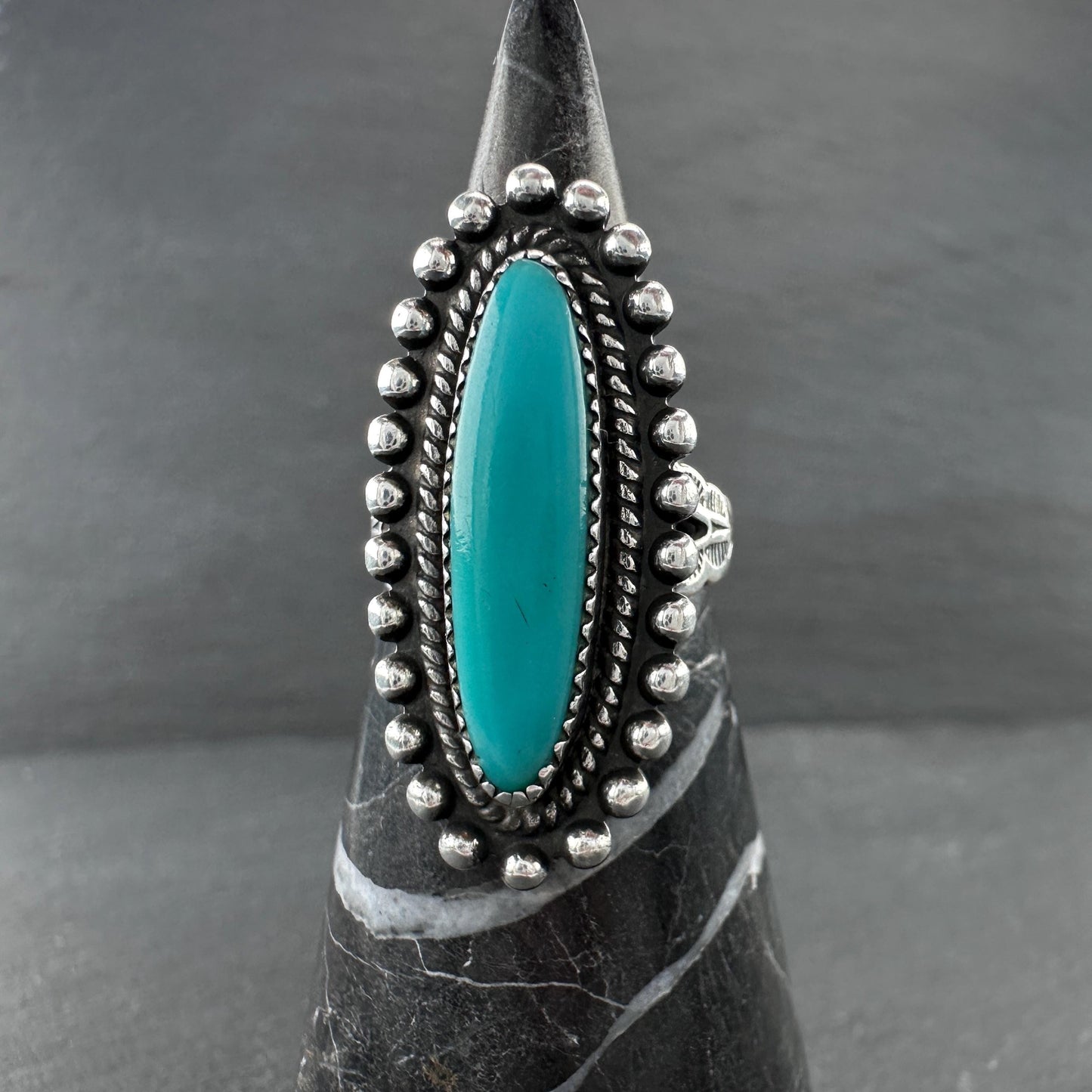 Fred Harvey Era, Block Turquoise Ring Sterling Silver