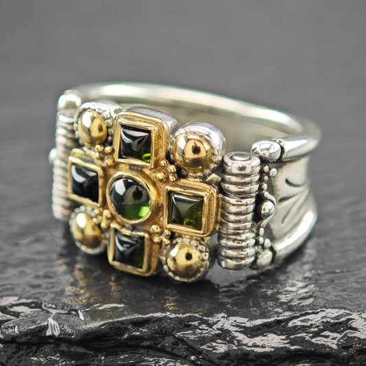 Gerochristo 18k Gold Accent, Cross Ring Sterling Silver Sz 7 1/2