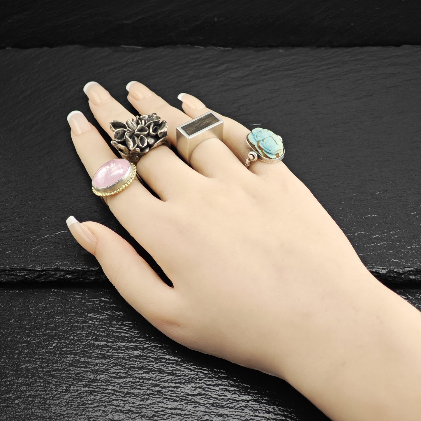 Large Brutalist Floral Sterling Silver Ring Sz 6 1/2 R6703