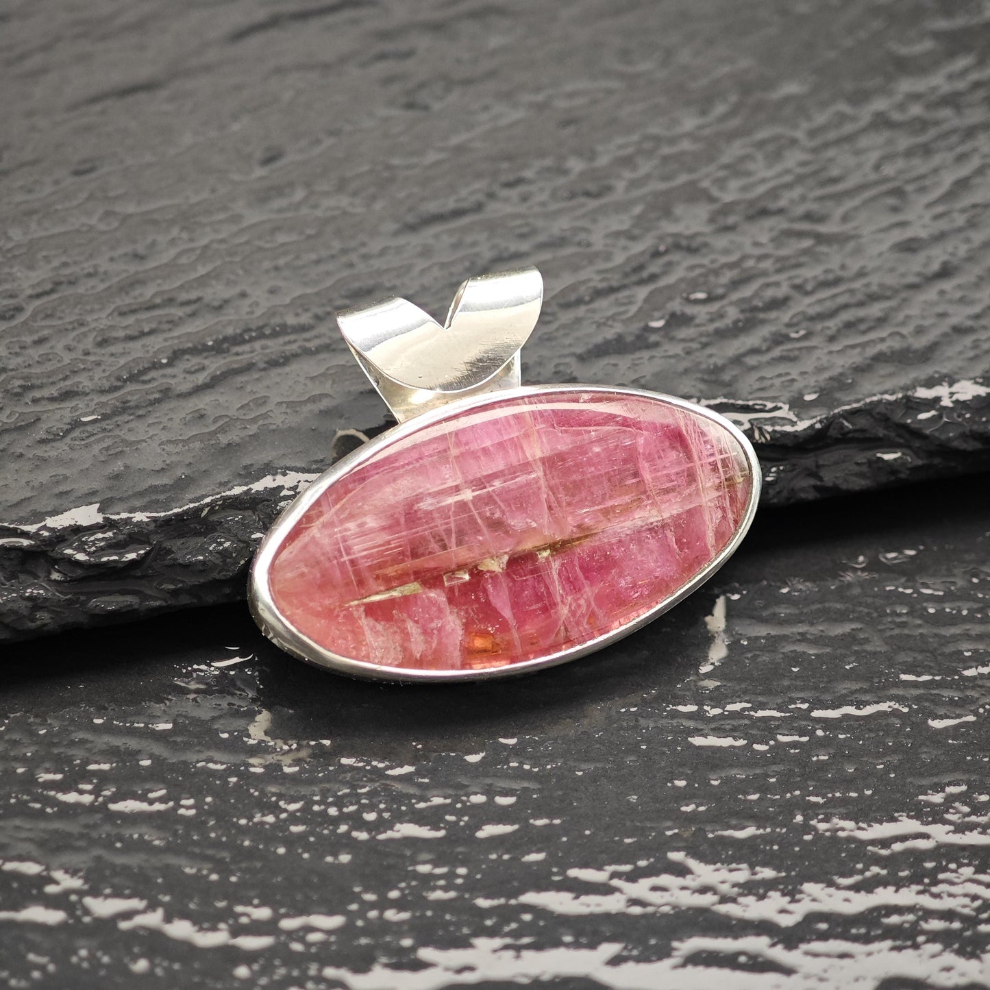 Vintage Pink Gemstone Pendant Sterling Silver